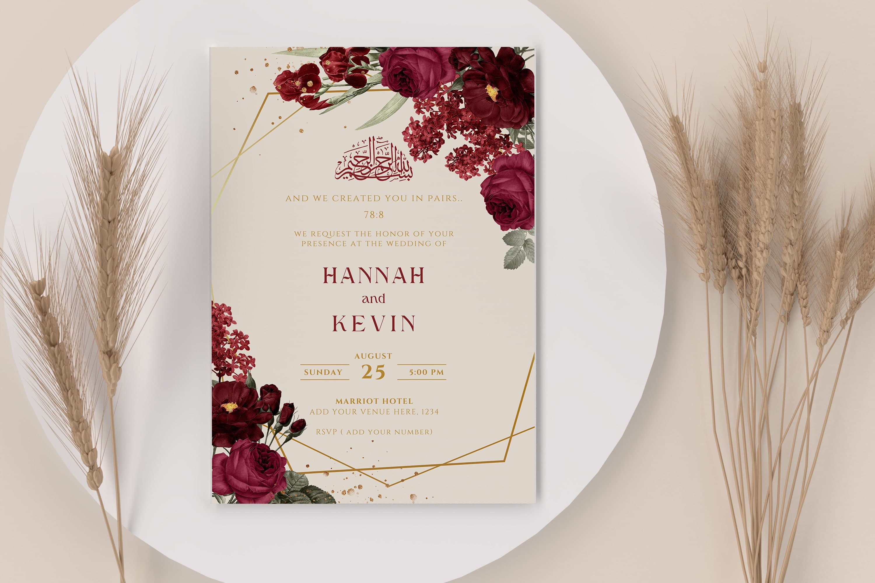 Editable Digital Muslim Wedding Invitation Template Nikkah Shaadi Baraat, Animated Wedding Invitation, islamic Wedding Invite, einvite - image 5