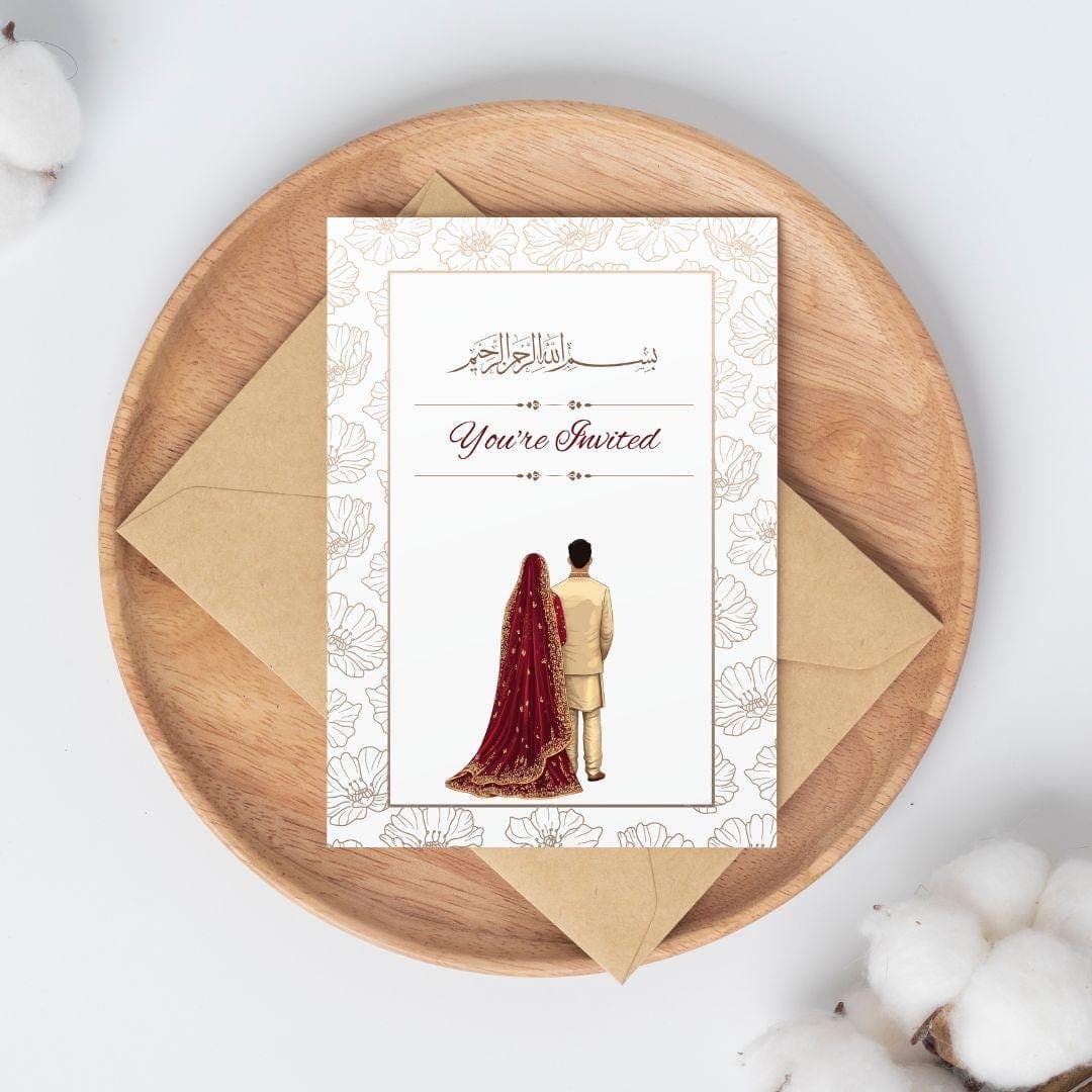 Editable Digital Muslim Wedding Invitation Template Nikkah Shaadi Baraat, Animated Wedding Invitation, islamic Wedding Invite, Red invite - image 3