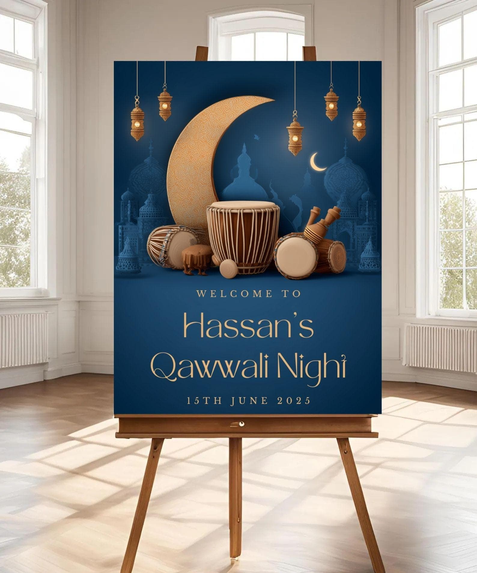 Qawwali Night Welcome Sign, A1, A2, A3, A4, Custom Qawwali Event, Qawwali Party Invitation, Qawaali Poster,Sufi Night Decor,Desi Music Night