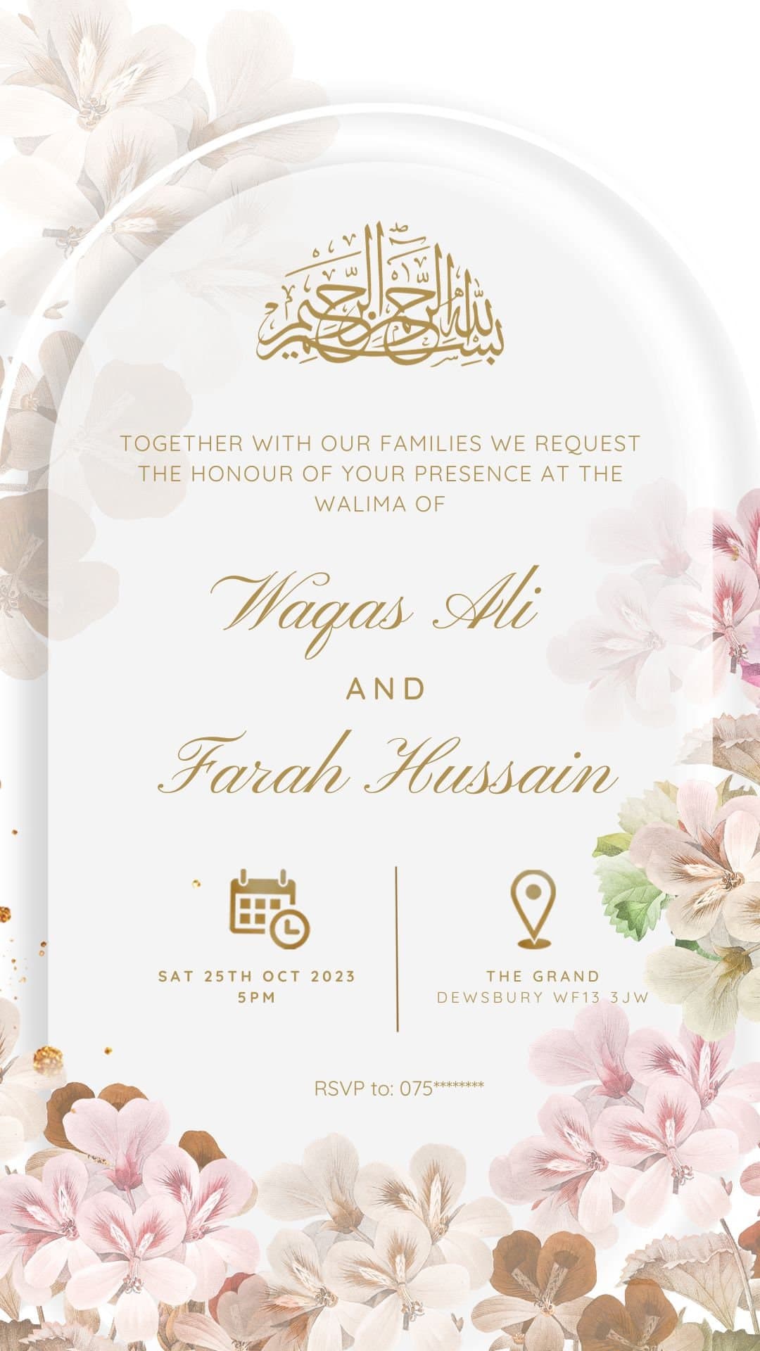 Editable Digital Muslim Wedding Invitation, Nikkah Walima Shaadi Baraat, Animated Wedding Invitation, Light Pink Green Wedding Invite, evite - image 5