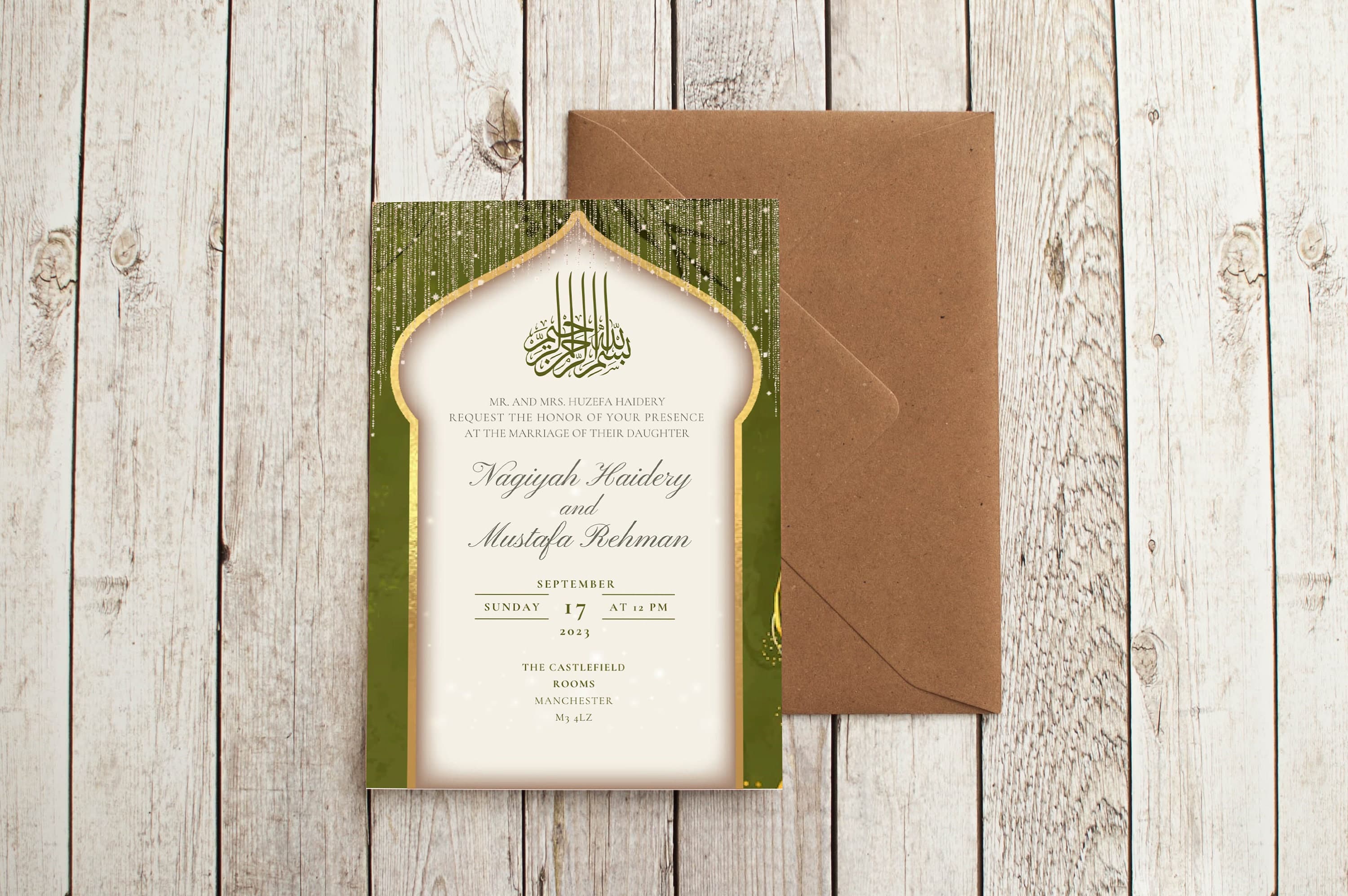 Editable Digital Muslim Wedding Invitation Template Nikkah Mehndi Shaadi Baraat, Animated Wedding Invitation, Live Green Wedding Invite - image 3