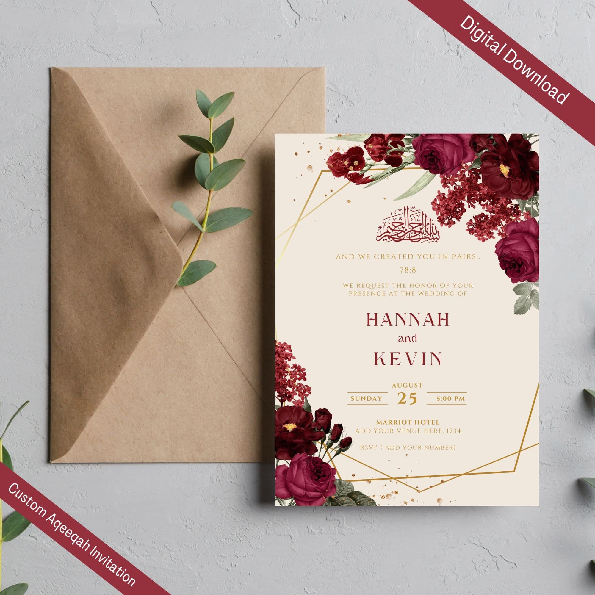 Editable Digital Muslim Wedding Invitation Template Nikkah Shaadi Baraat, Animated Wedding Invitation, islamic Wedding Invite, einvite - image 3