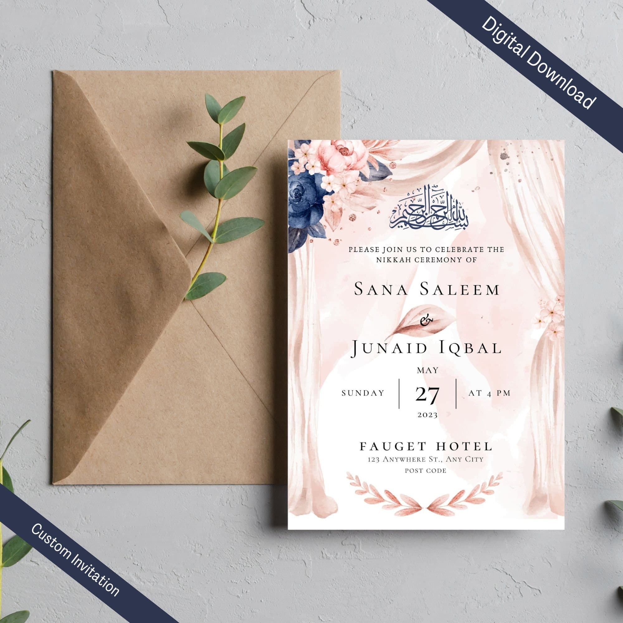 Editable Muslim Wedding Invitation, Modern Nikkah Invitation, Animated Wedding Invitation, Wedding Invite, Islamic wedding invite, Floral - image 3