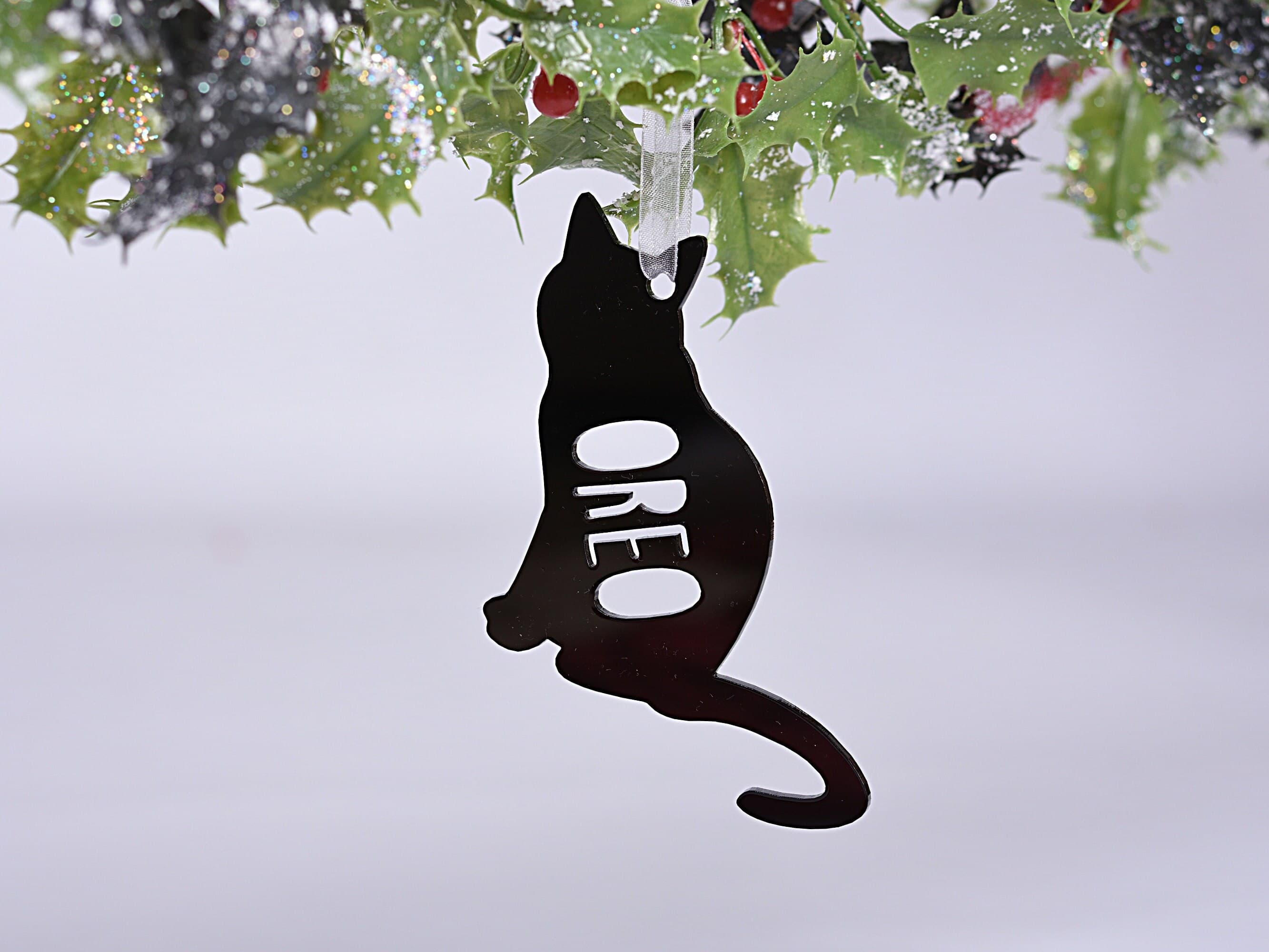 Cat Hanging Decoration - Personalised With Any Name - Bauble For Christmas Tree - Variety Of Colours - Cat Lovers - Pet Owners - Cat Lady - image 3