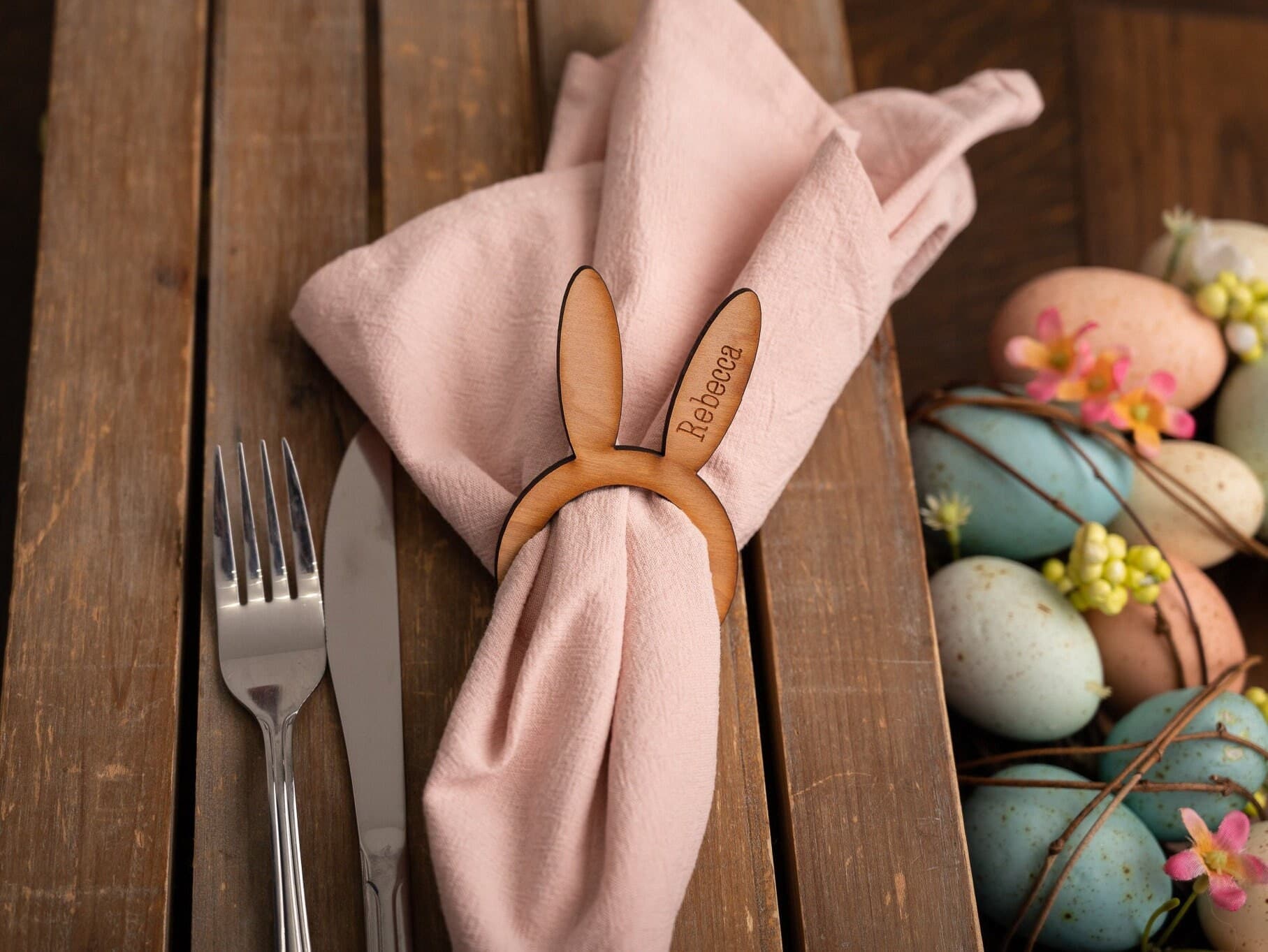 Wooden Easter Bunny Place Names For Easter Sunday Dinner - Personalised Keepsake - Easter - Sunday Roast - Table Decor - Unique Gift - Name - image 3