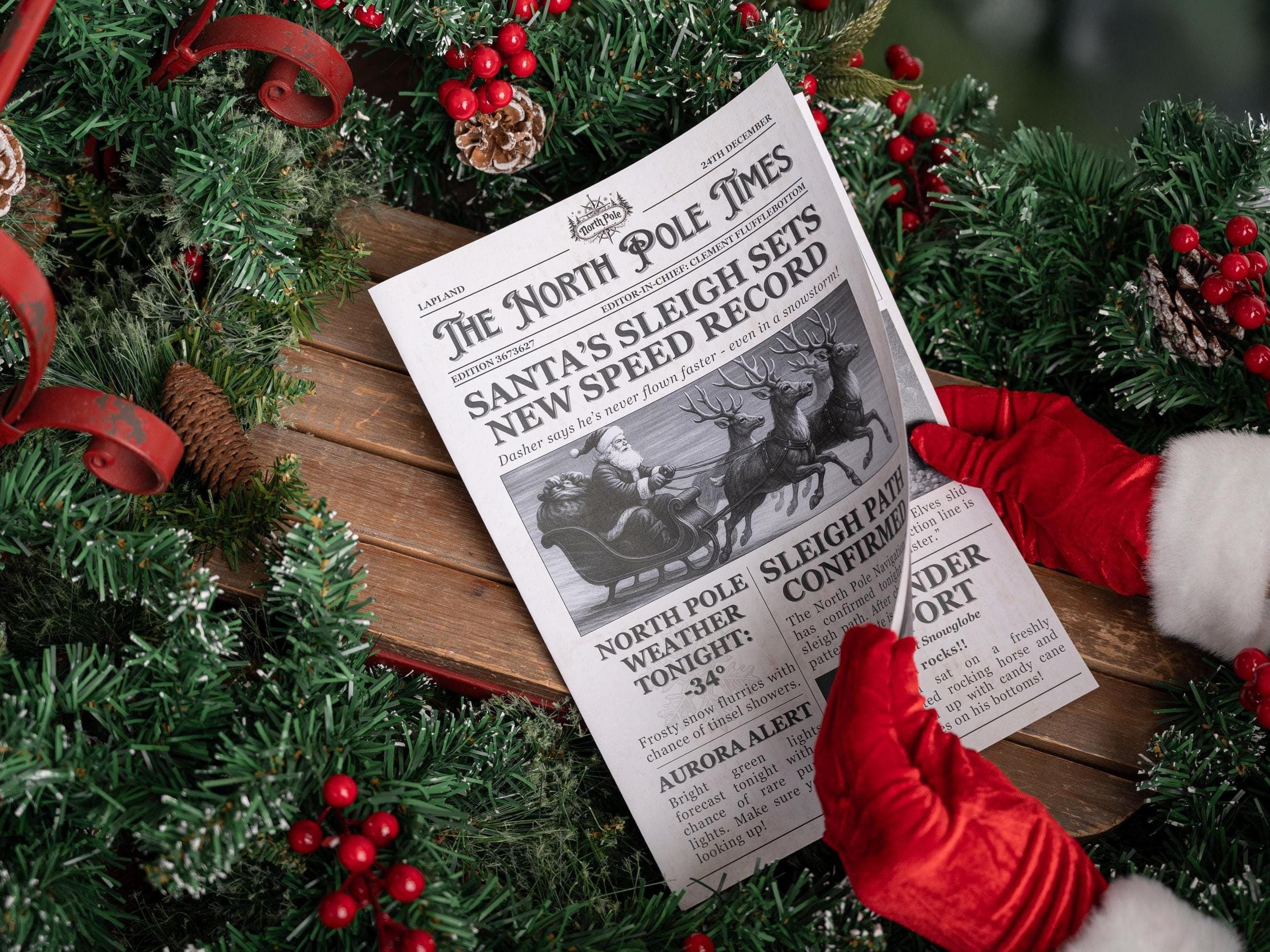 The North Pole Times - Creative Idea - Specially Designed To Wow The Children - Christmas Themed - Xmas Eve - Santa Dropped His Newspaper