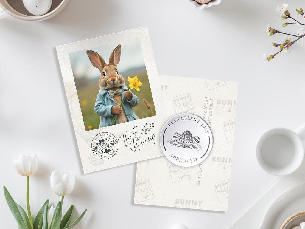 Silver Eggcellent List Coin & Official Signed Easter Bunny Photograph | Children's Magic | Make Believe | Amaze the Kids | Easter Keepsake - image 3