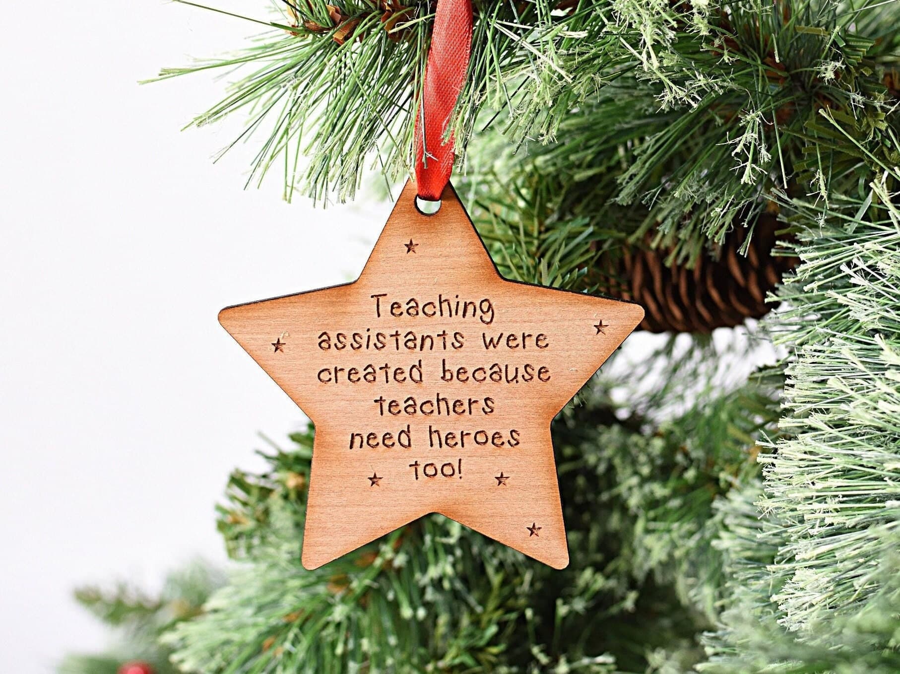Teaching Assistant Star Tree Decoration - Gift For Teacher - Christmas Present Idea for TA - Thoughtful Keepsake - Hanging Bauble - GBAU08