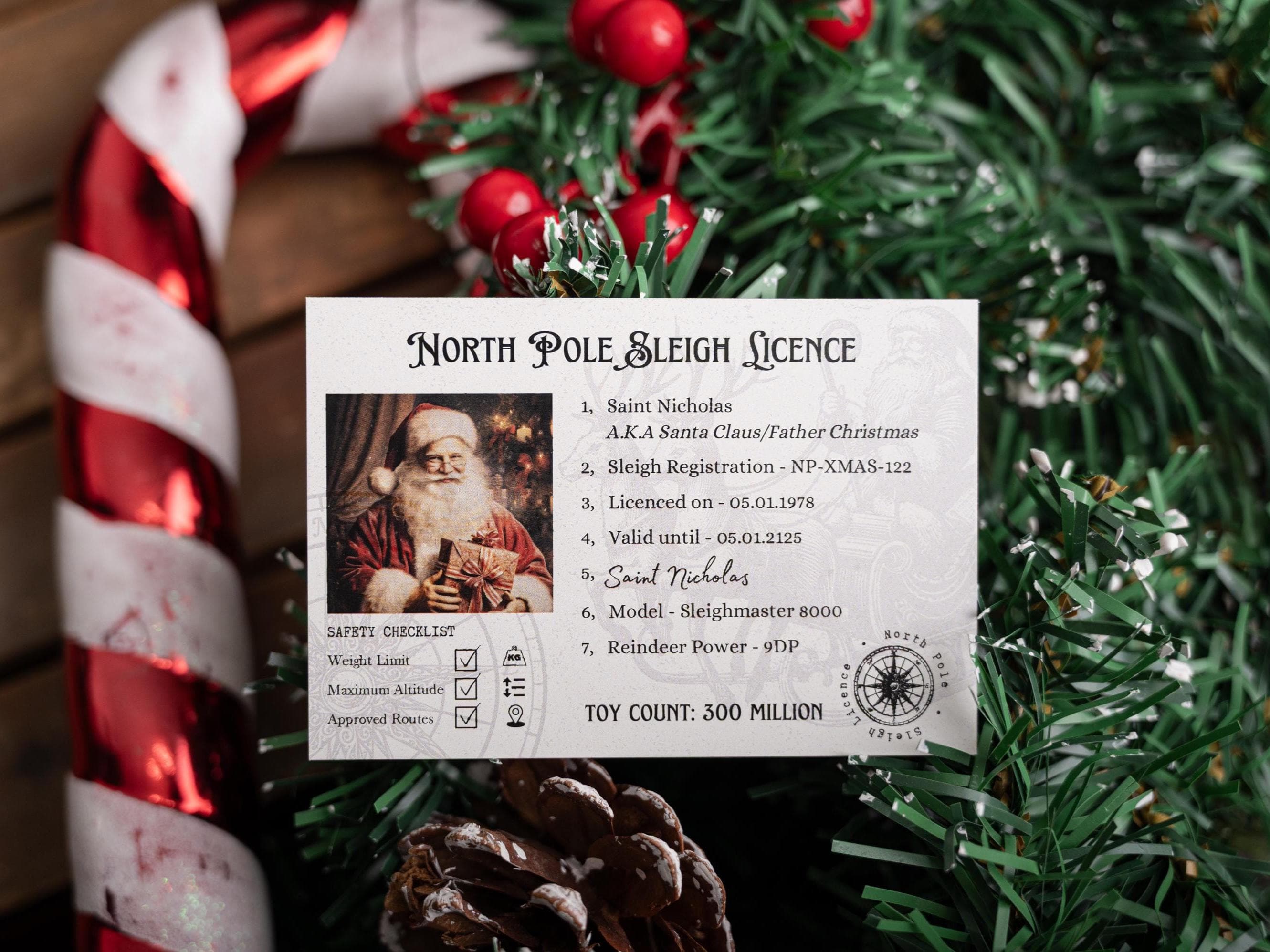 North Pole Sleigh Licence - Creative Idea - Specially Designed To Wow The Children - Christmas Themed - Children's Magic - Santa Dropped his