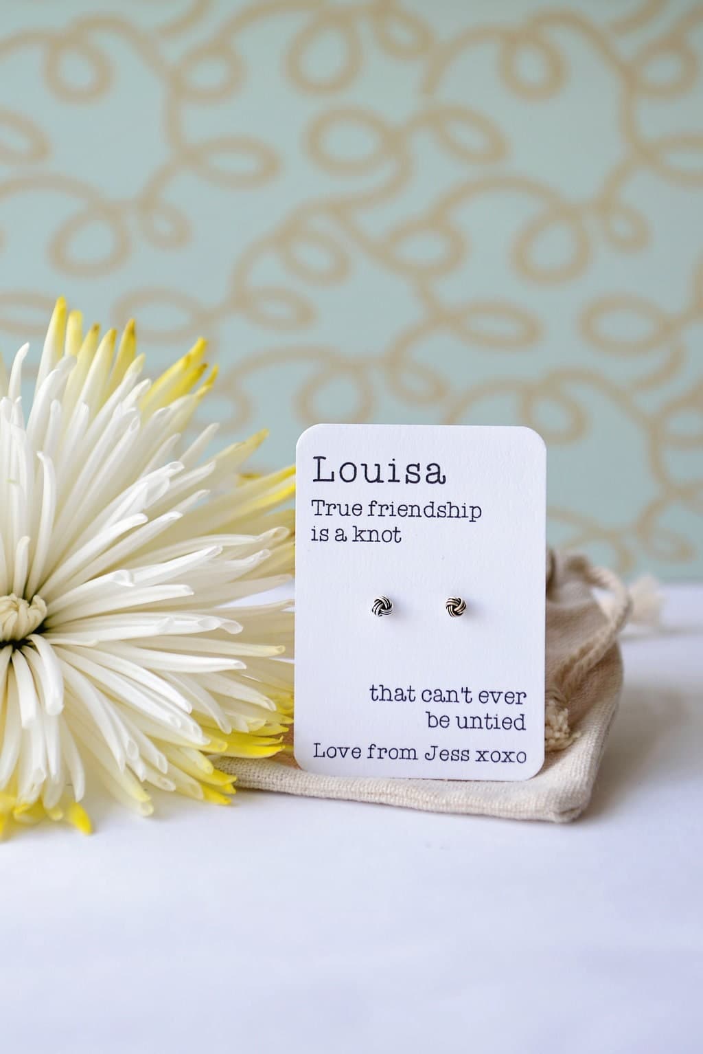 Friendship is a knot - Birthday gift personalised earrings - Sterling Silver - Best friend earrings - PKJ18 - image 3