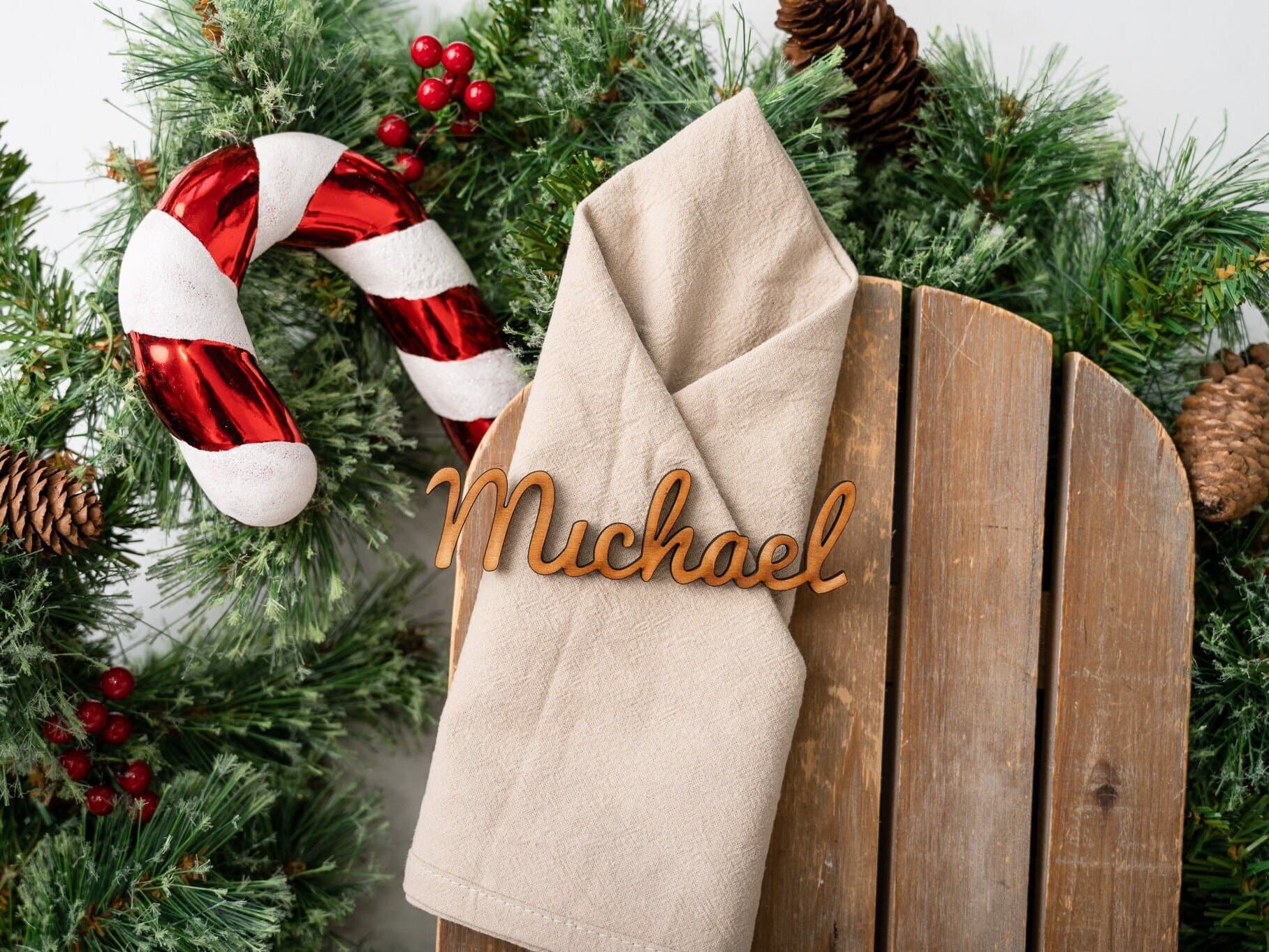 Wooden Christmas Dinner Place Names - Table Decor Or Present Tag - Christmas Dinner - Boxing Day - Boujee Accessories - Xmas Gift Tag