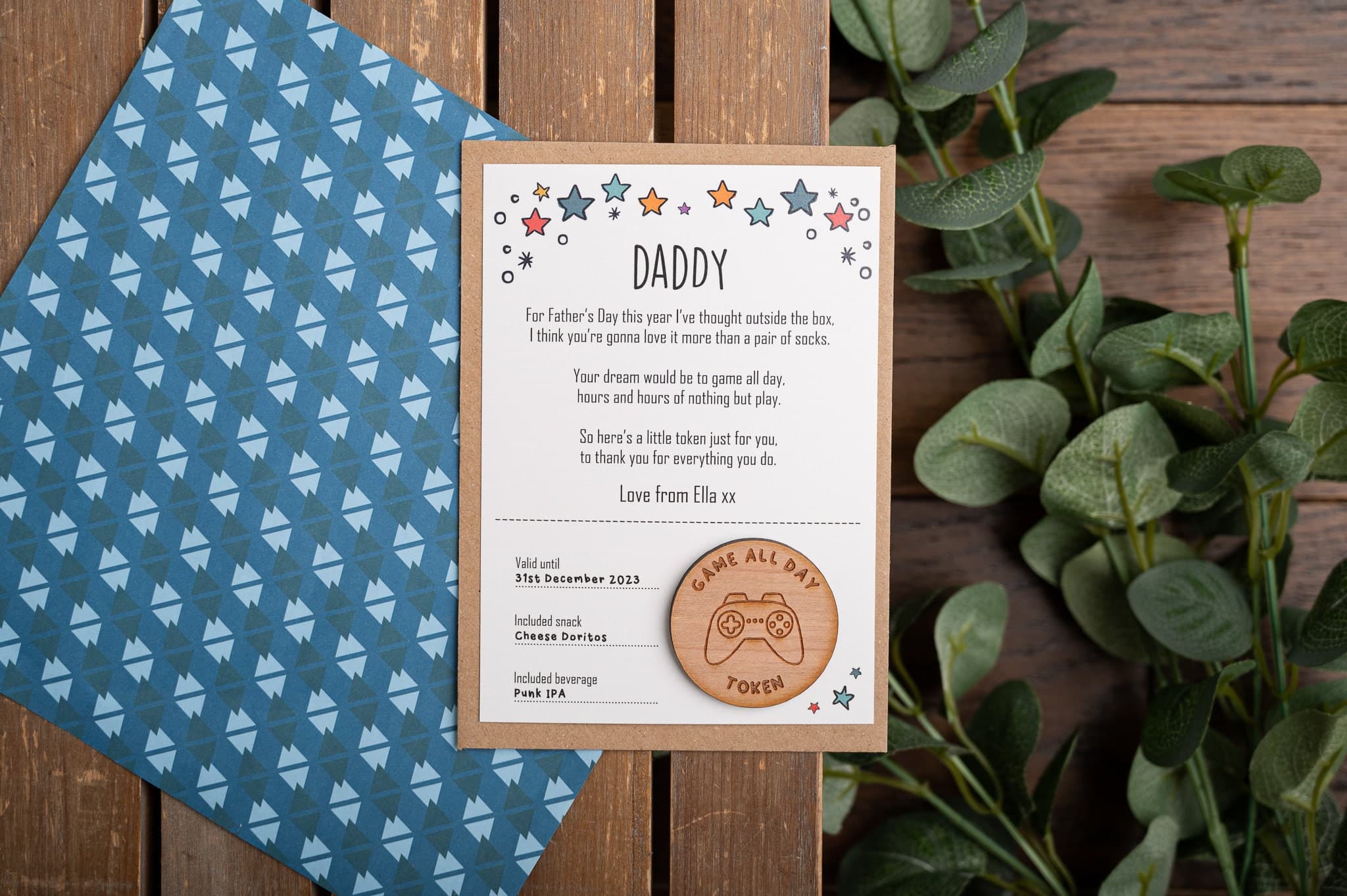 Gaming Dad Father's Day Token - Personalised Poem Gift - Day of Gaming - Gaming Enthusiasts - Gift for Dads or Grandads etc - Modern Present - image 3