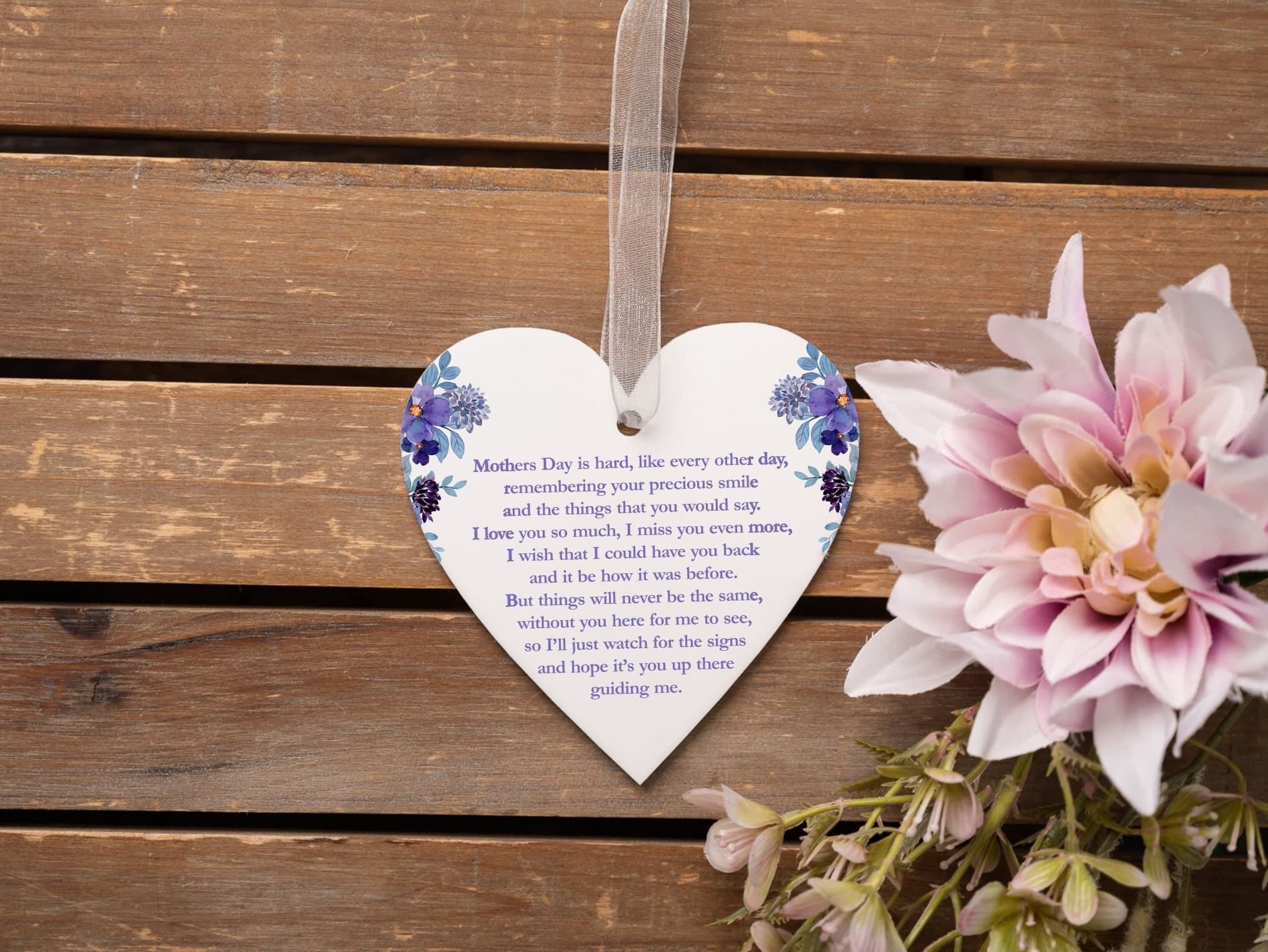 Lilac Floral Memory Heart for Mother's Day - Remembering Mum - GHH10