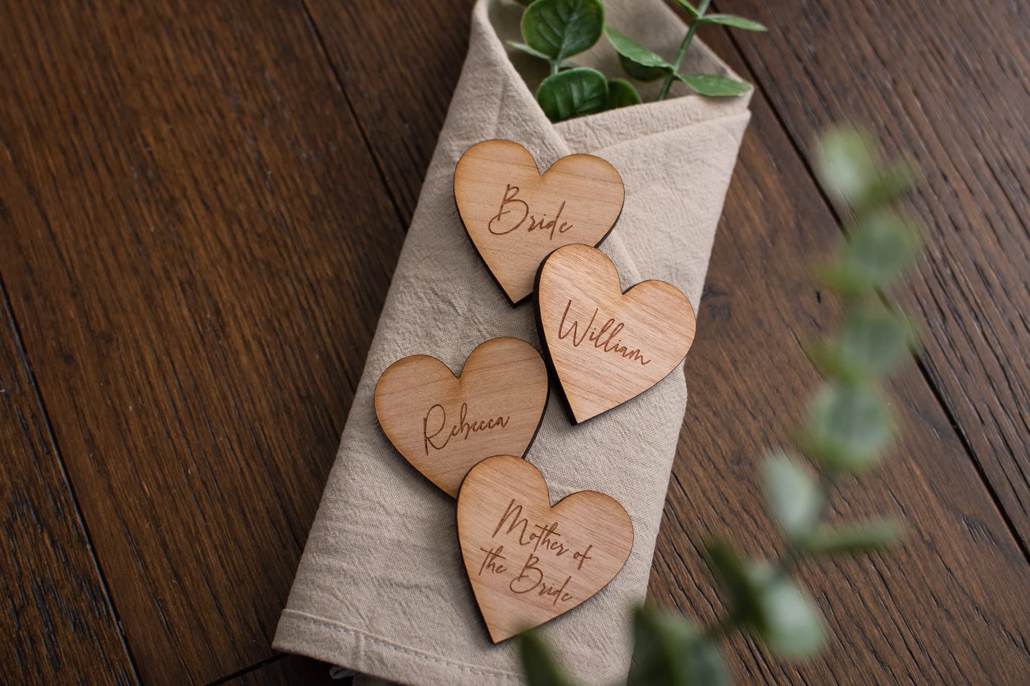 Wooden Heart Wedding Place Names - Table Decor - Personalised Favours - Wedding Day - Guest Seating - Classic Styling - Seating Plan - image 3