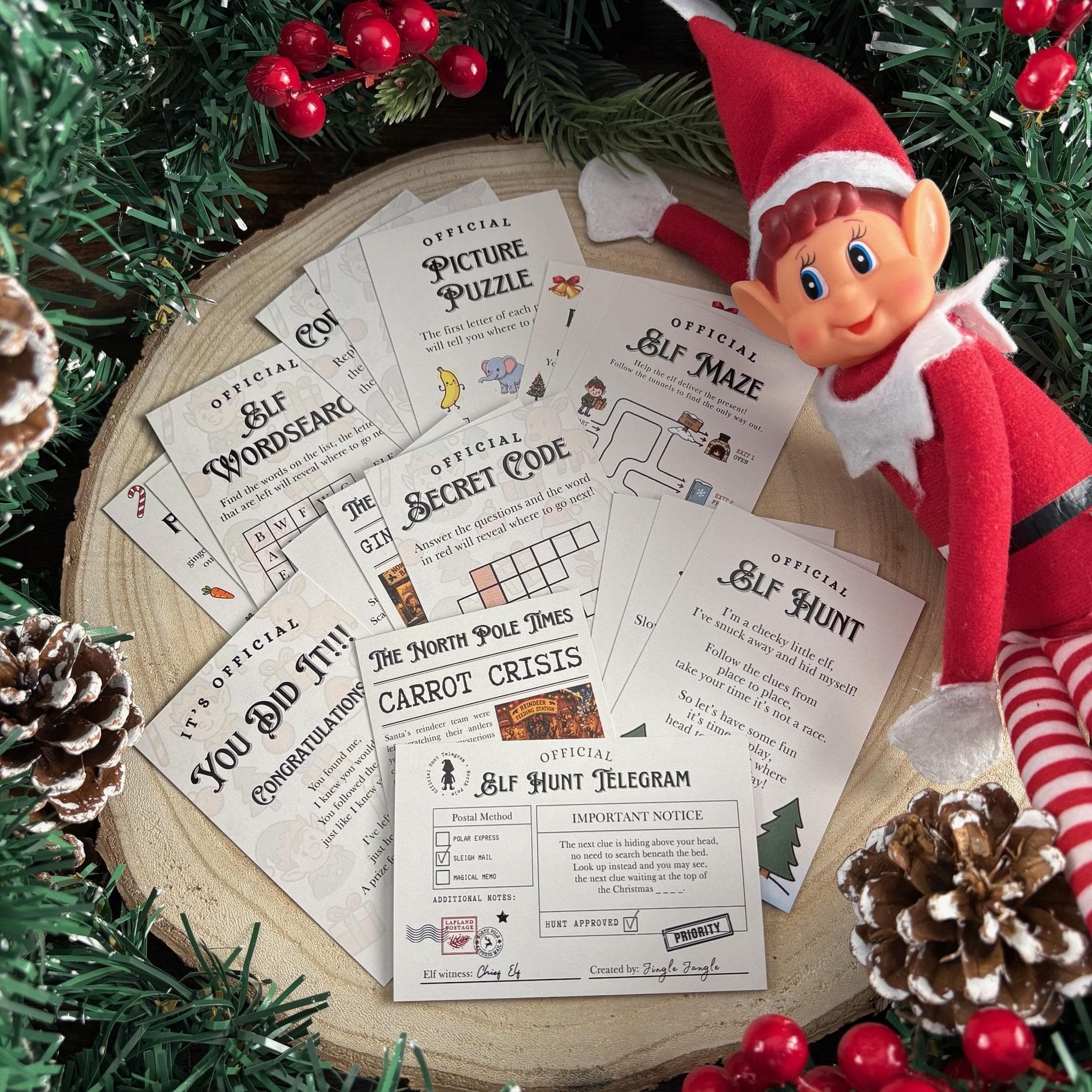 The Official Elf Hunt 2026 - Christmas Elf - Elf On The - Elf Extras - ChristmasMagic - Elf Extras - Clue Based Trail For Elf - Arrival Idea