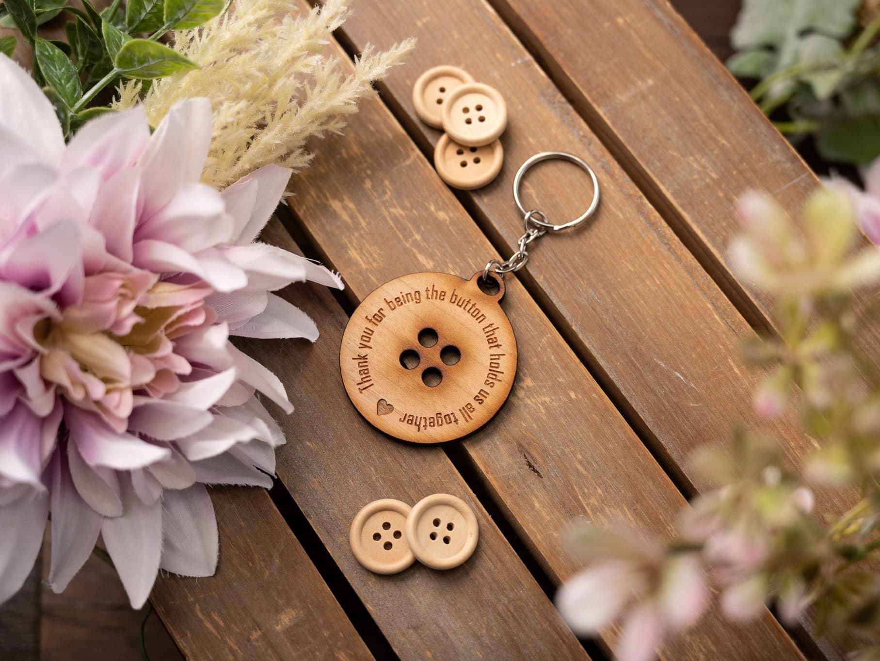 SALE ** Button Keyring - Thank you for being the button that holds us together - Mother's Day Gift - Gift for Mum, Grandma, Mam etc - image 3