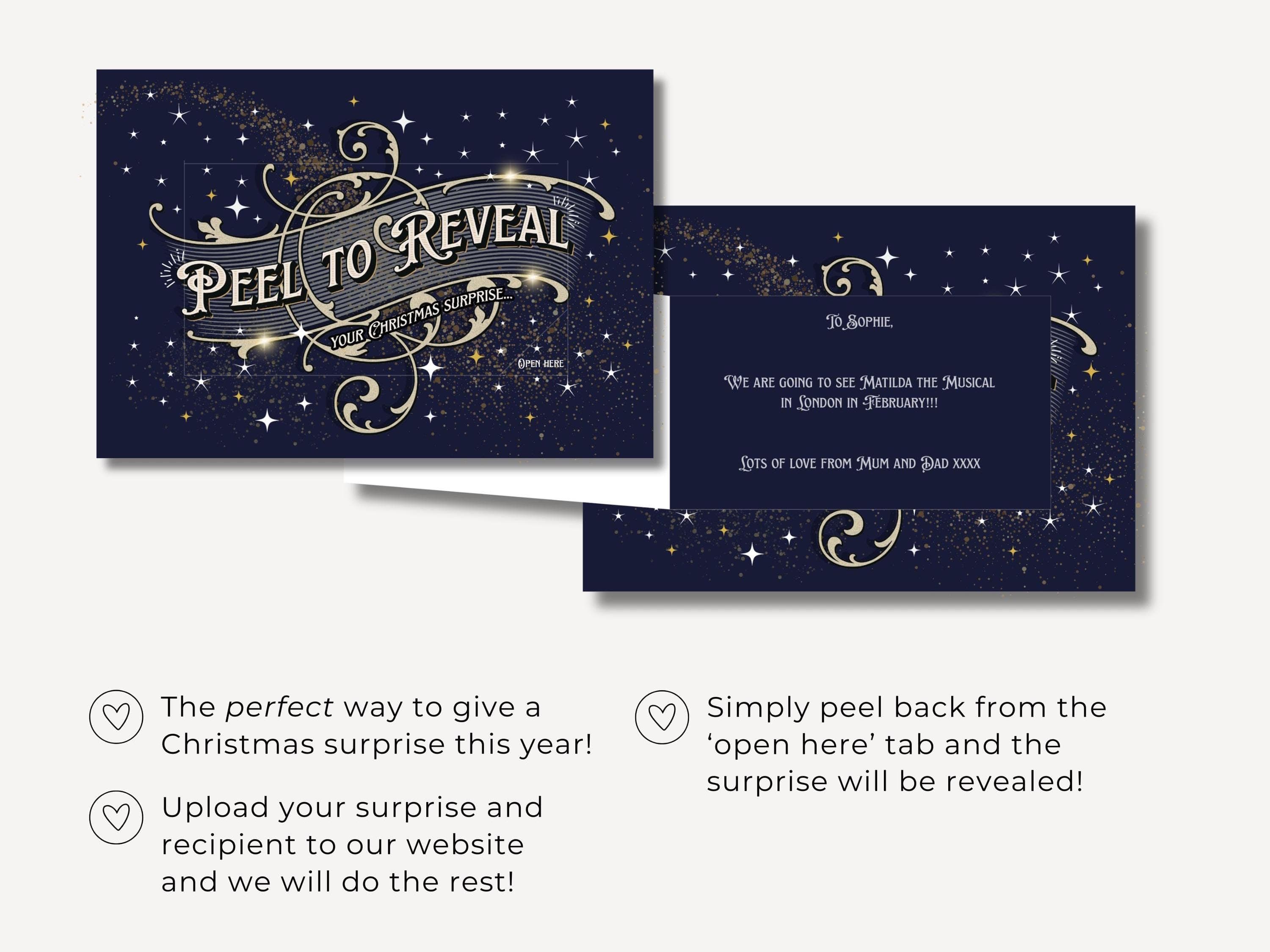 Personalised Christmas Peel to Reveal Card | For a Present that can't be wrapped | Xmas Gift or Surprise | Events, Tickets, Trips etc - image 3