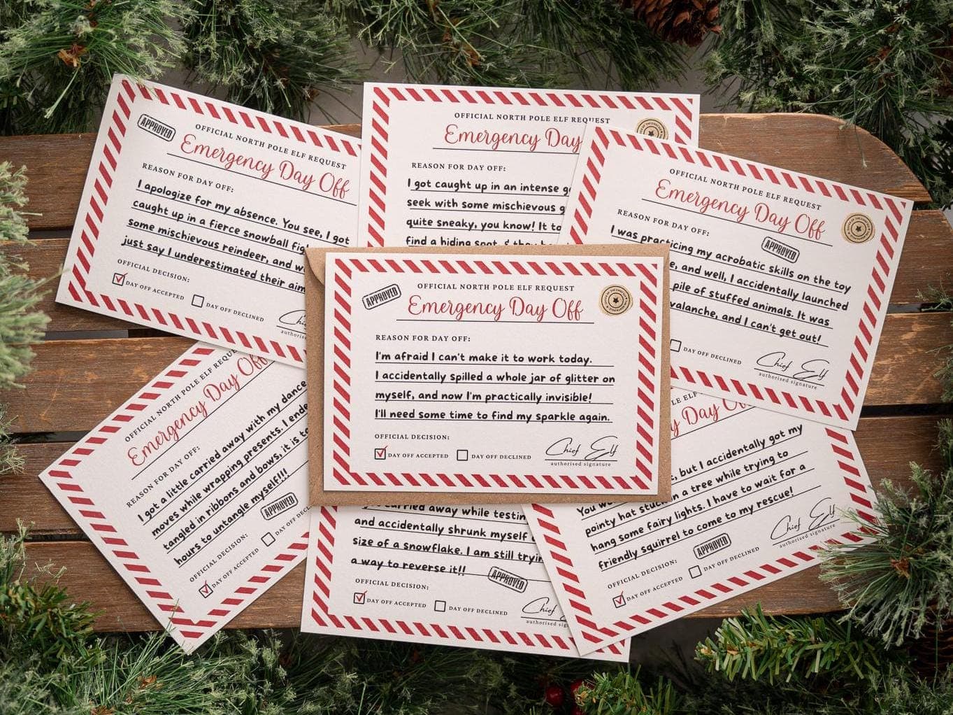Emergency Elf Days Off Cards - Props - Christmas Elf - Elf On The - Elf Extras - 8 Different Cards - Easy Wins for Tired Parents! - Magic - image 3
