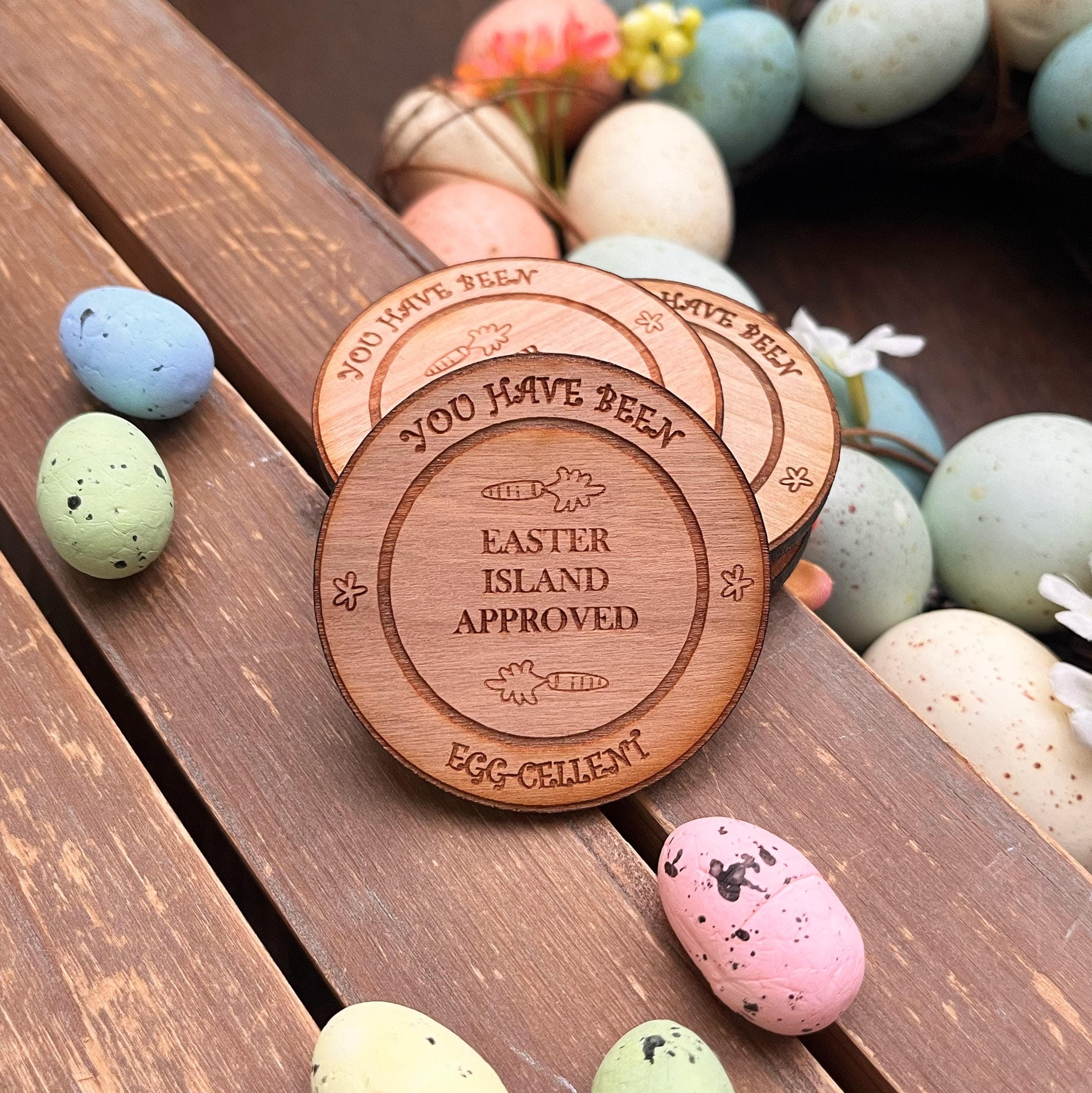 Wooden Easter Island Eggcellent Approved Token | Excellent List | Children's Magic | Easter | Gift for Kids | The Easter Bunny | On Sale - image 3