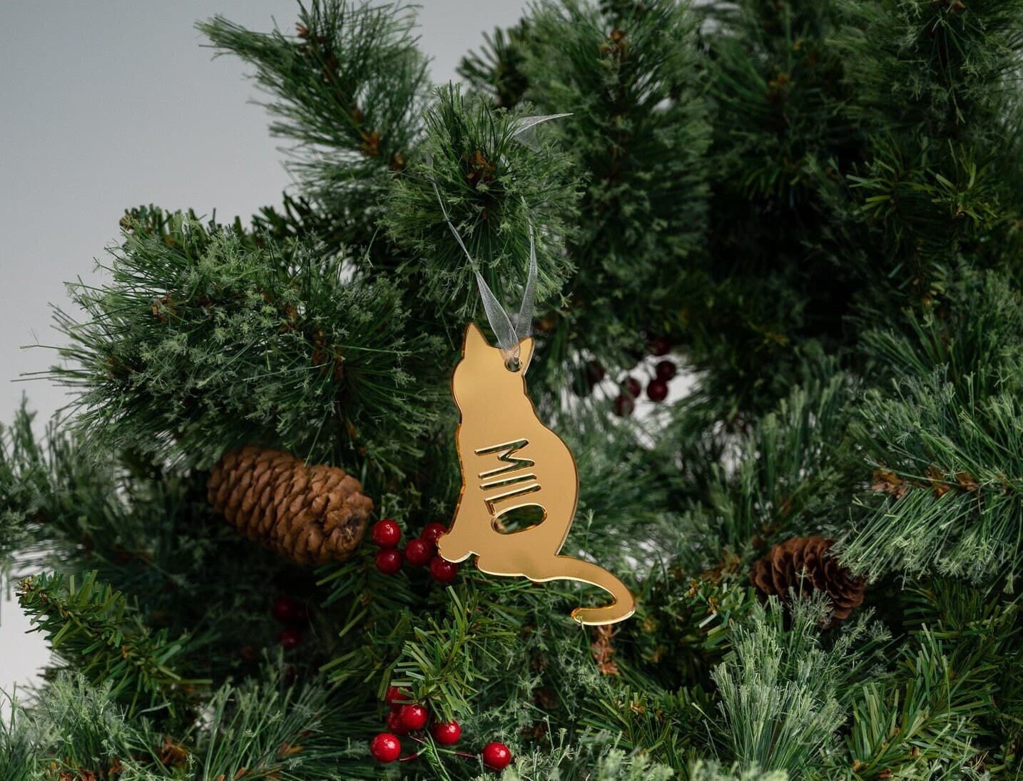 Cat Hanging Decoration - Personalised With Any Name - Bauble For Christmas Tree - Variety Of Colours - Cat Lovers - Pet Owners - Cat Lady