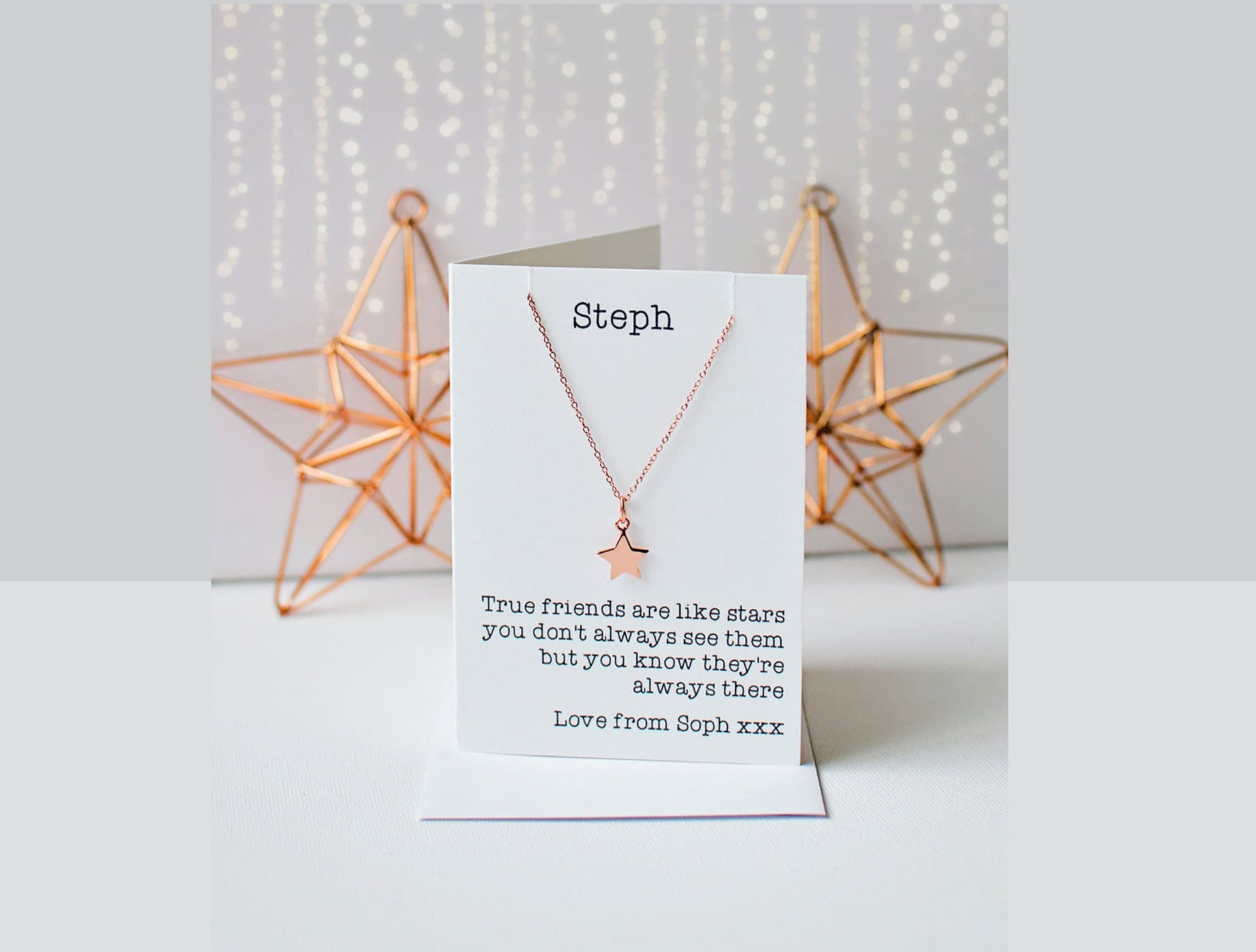 Friends Are Like Stars Necklace - Rose Gold - Star Necklace - Gift For Bestie - Friendship Present - Birthday Jewellery - Thoughful Saying