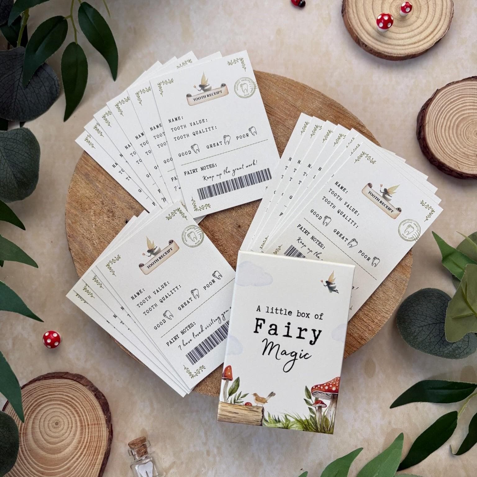 Tooth Fairy Receipt Cards - 18 Cards For Your Little Ones To Help With The Tooth Fairy's Arrival - Each Card Has Different Message