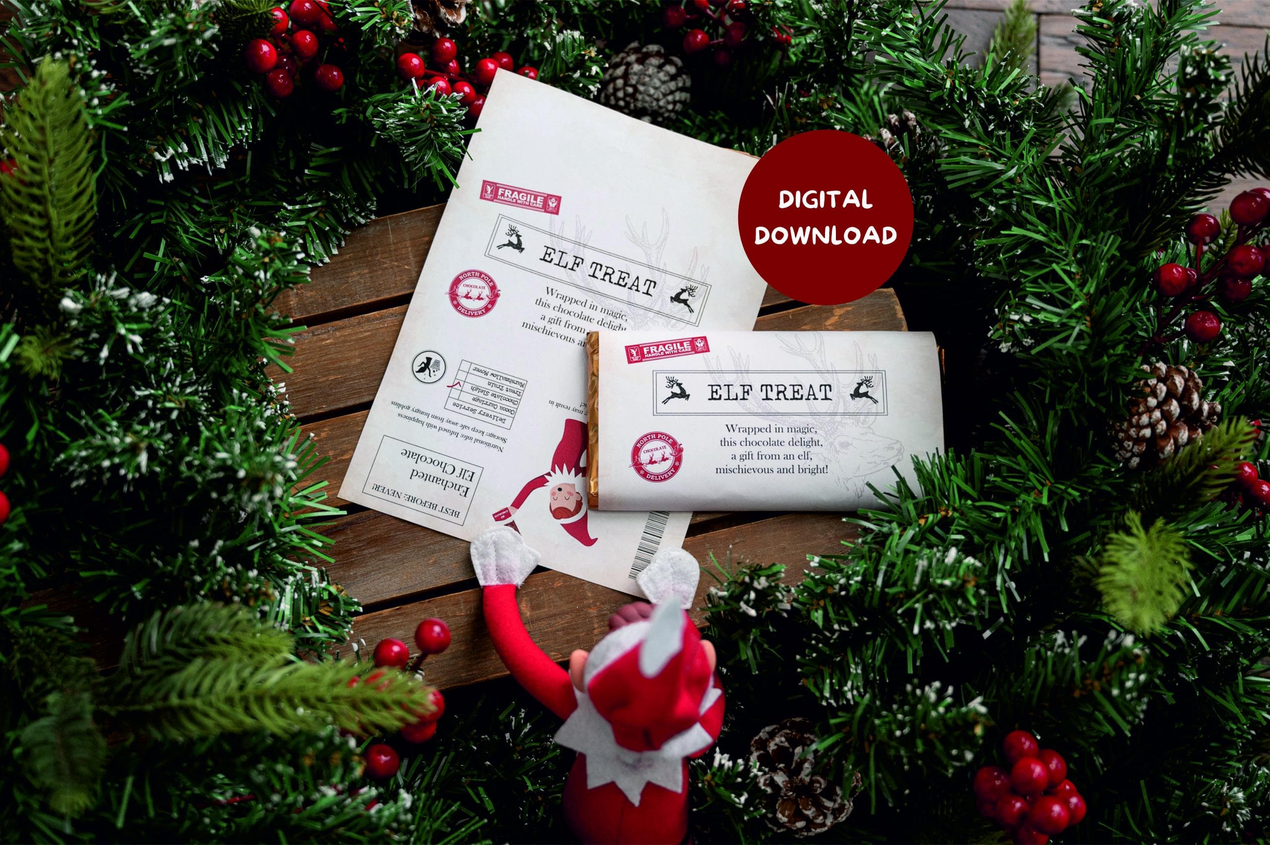 Elf Treat Chocolate Wrapper - Christmas Eve - Everyday Elf - Christmas Magic - Digital download - image 3