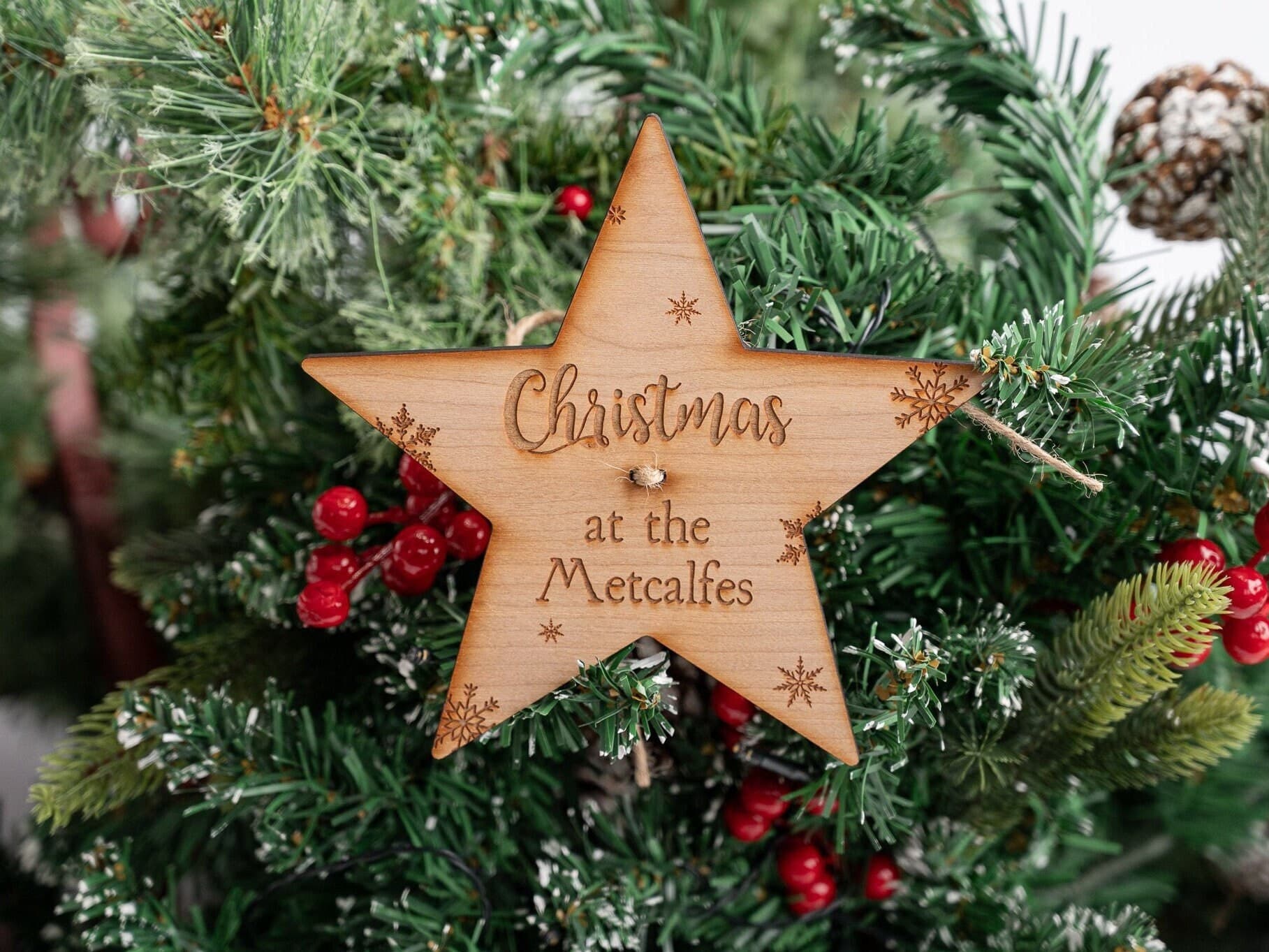 Family Christmas Tree Topper - Personalised Xmas Tree Topper - Alternative Angel - Extra Special - Thoughtful Addition - Wooden Long Lasting