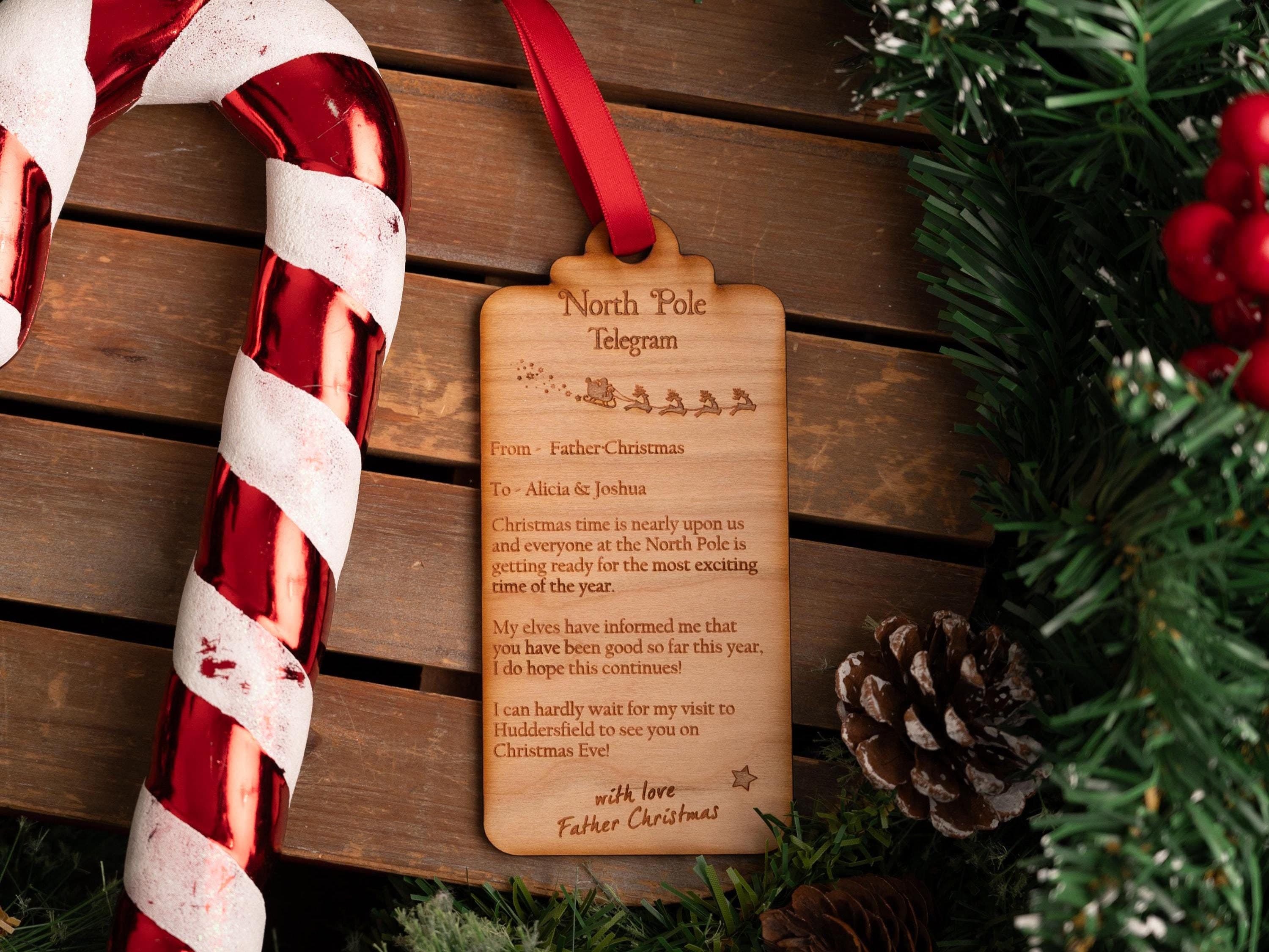 Personalised Christmas 'Telegram' Tree Decoration - Personalised Gift - Father Christmas or Santa - Children's Magic - Sentimental Keepsake