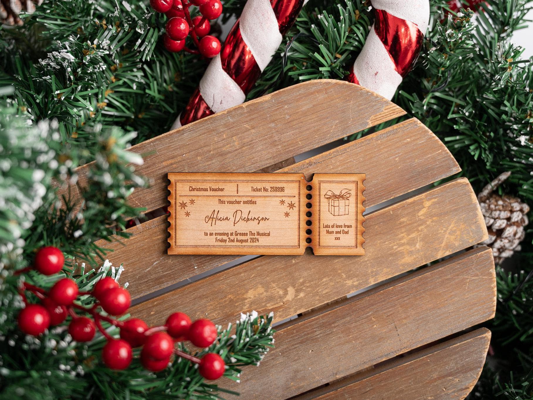 Wooden Personalised Christmas Gift Token - Great Addition for a Present - Unique and Thoughtful - Gift for an Experience - Gift Reveal - image 3