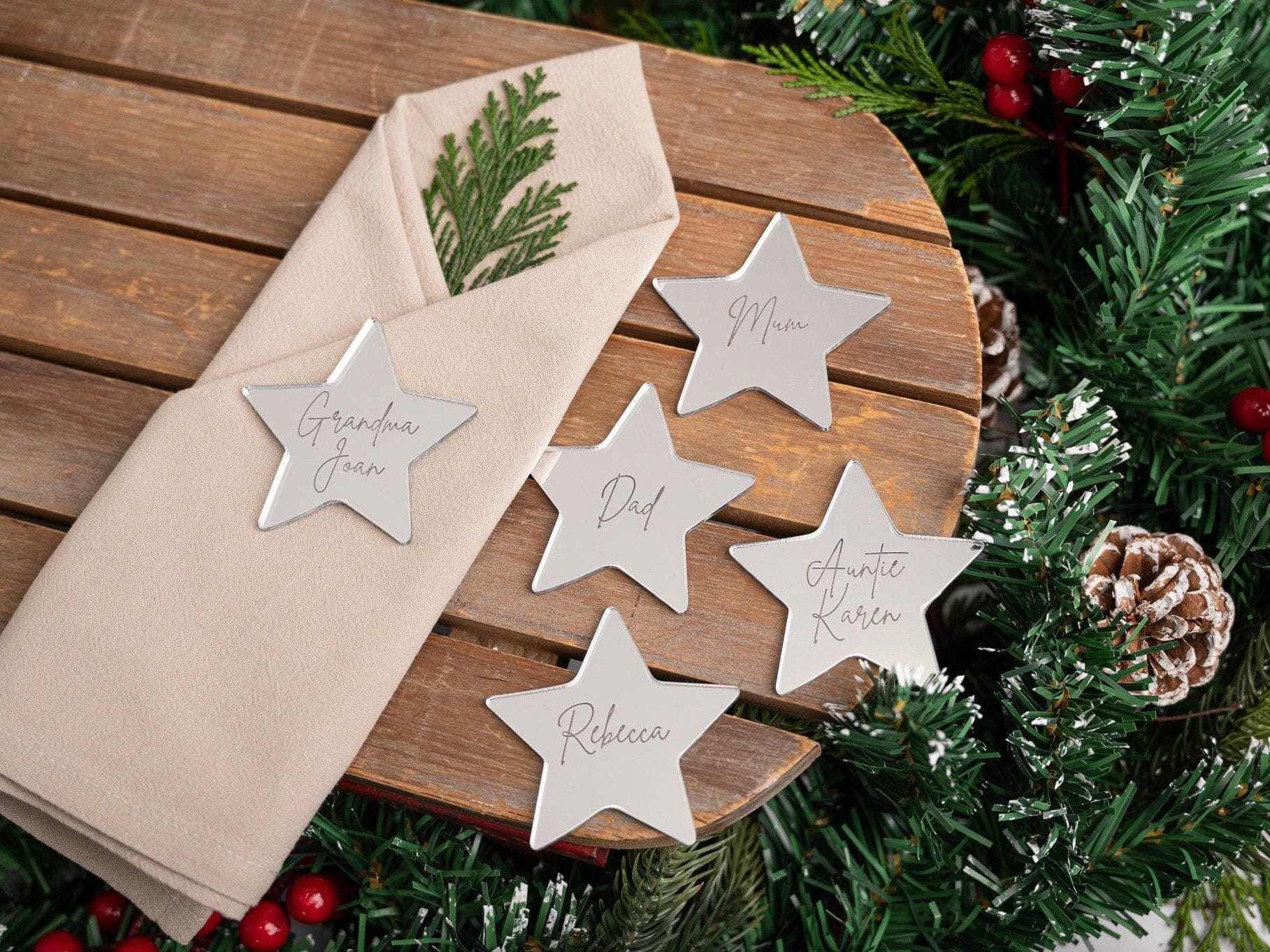 Christmas Star Place Names or Gift Tags - Acrylic Personalised Table Decor - Boujee Xmas  - Special Touch - Table Setting - Present Gift Tag