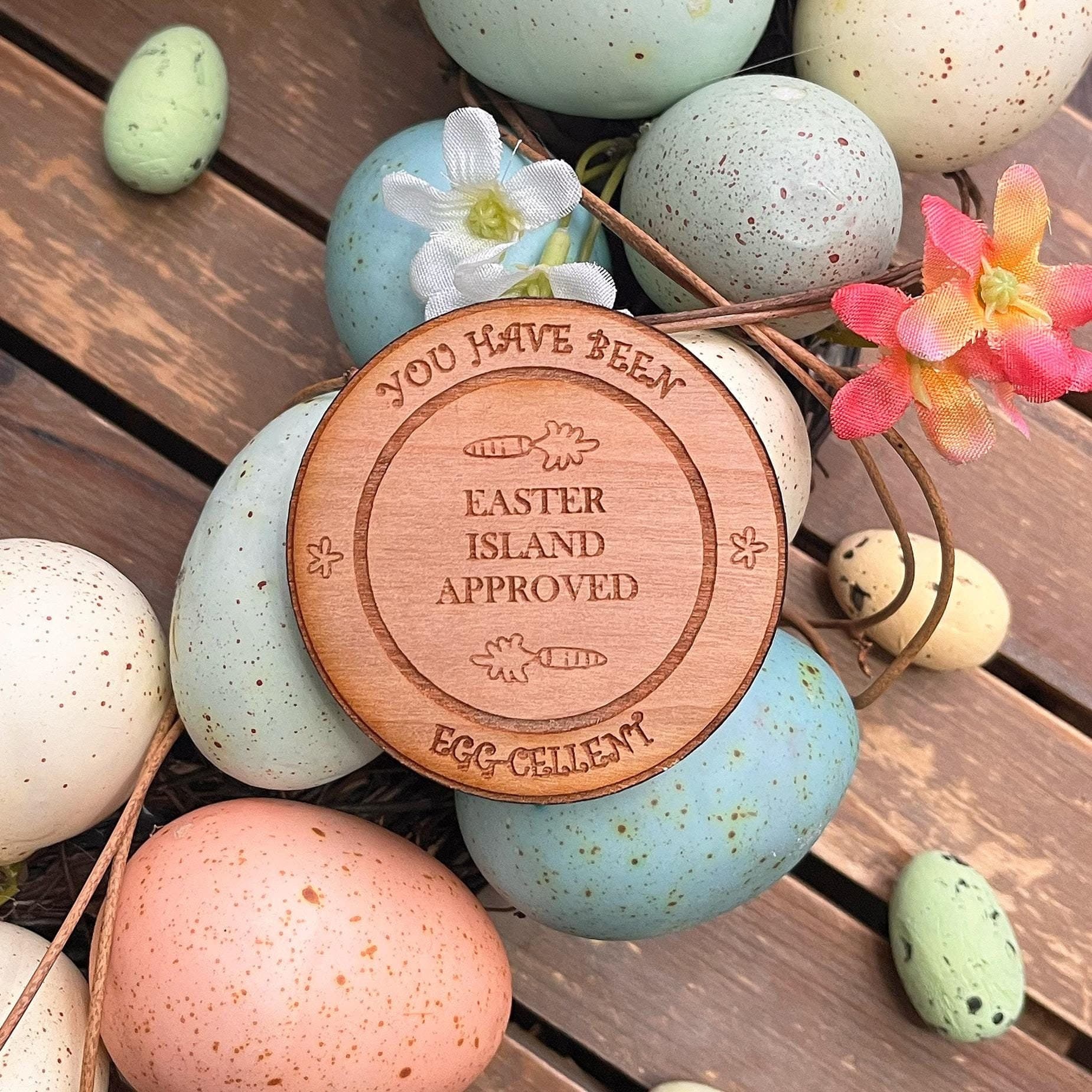 Wooden Easter Island Eggcellent Approved Token | Excellent List | Children's Magic | Easter | Gift for Kids | The Easter Bunny | On Sale