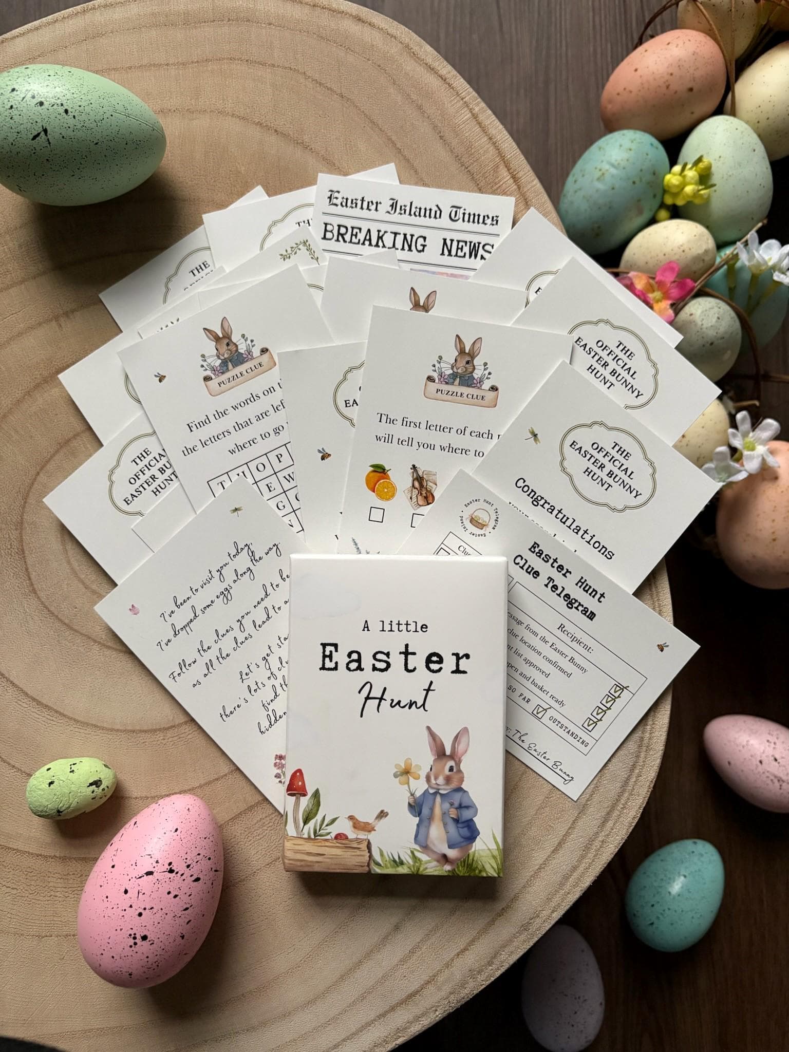 2026 Official Easter Bunny Egg Hunt - Clue Cards - 15 Clue - Rhyme Puzzle - Easter Games - Indoor Scavenger Hunt - Fun Activity For The Kids