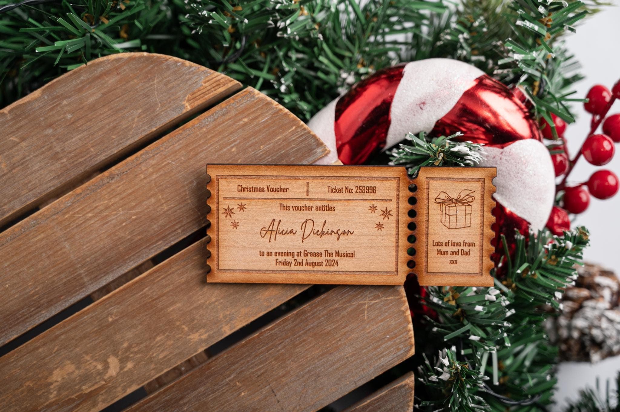 Wooden Personalised Christmas Gift Token - Great Addition for a Present - Unique and Thoughtful - Gift for an Experience - Gift Reveal - image 4