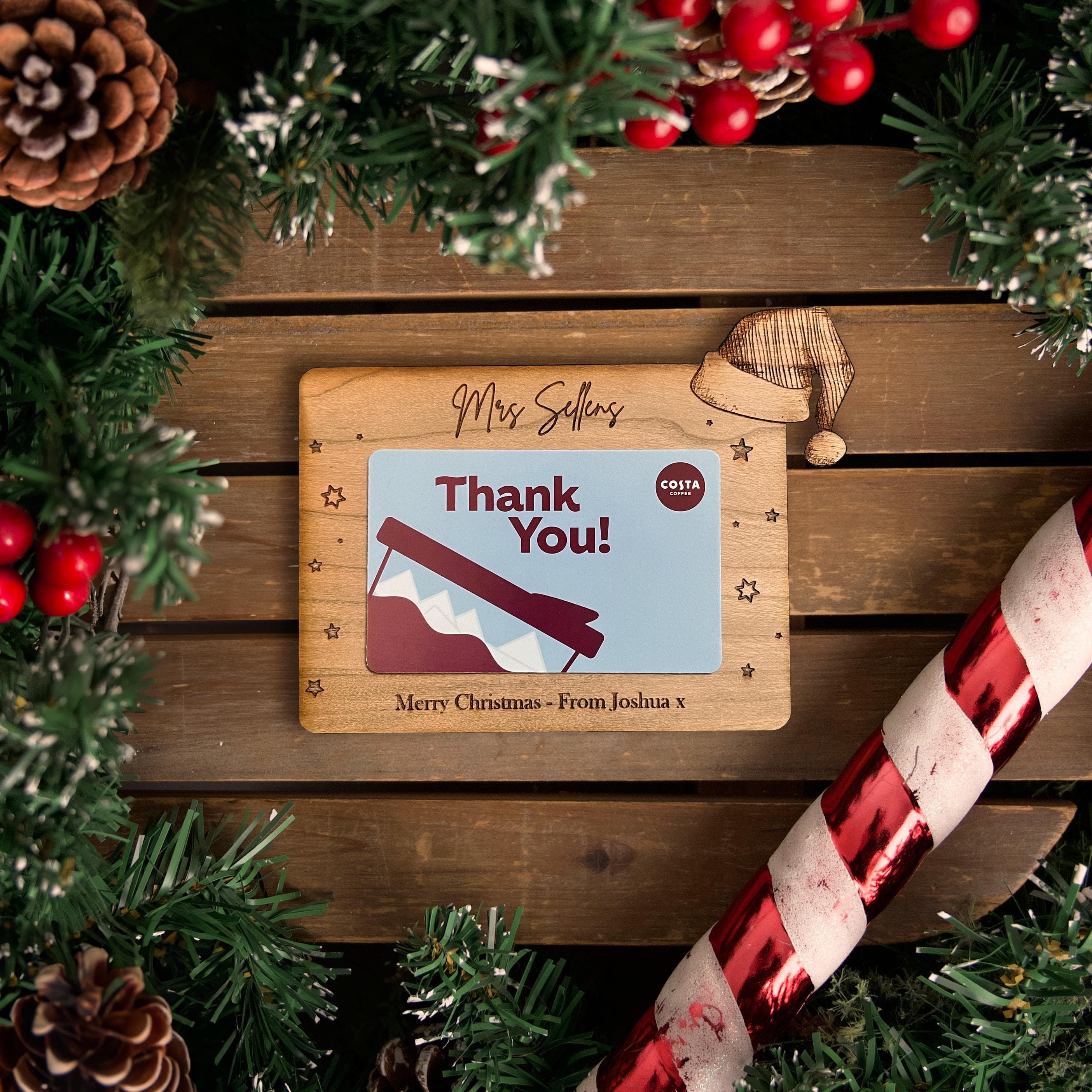 Personalised Christmas Wooden Teacher Gift Card Plaque - Special Touch - Gift For Teacher or Teaching Assistant - End of Term - Xmas Present