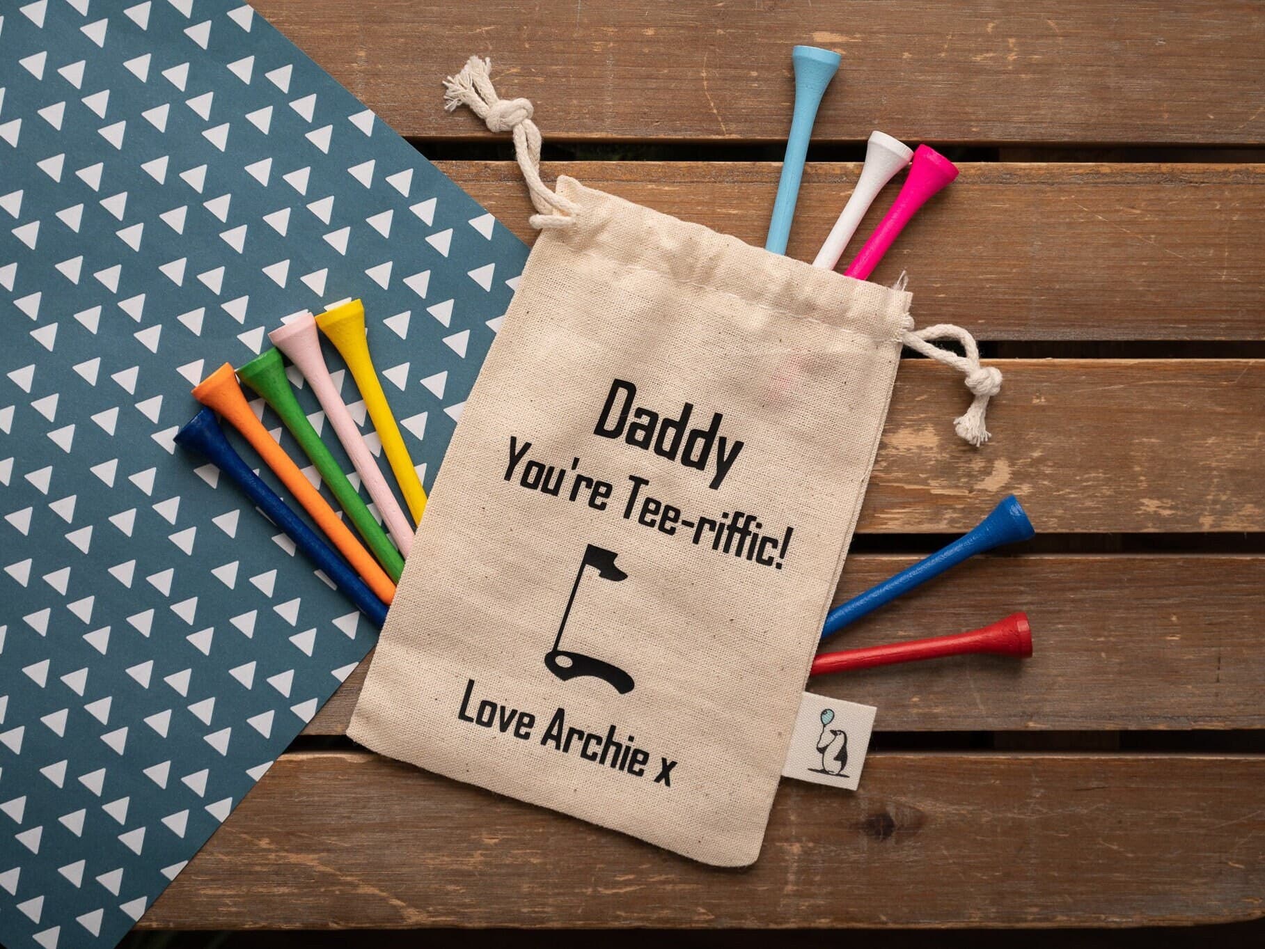 Golf Tee Gift Because He's Tee-rific | Father's Day Gift | Golf Lover | Gift for Dad, Daddy, Grandad etc | Personalised Thoughtful Masculine