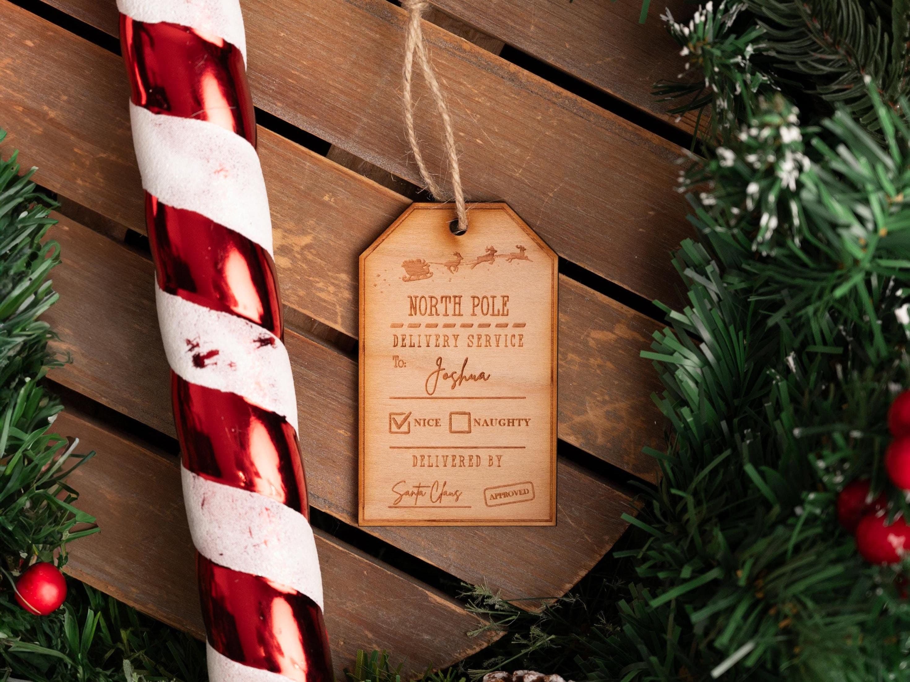 Personalised North Pole Delivery Service Gift Tag - Wooden Tag - From Santa/Father Christmas - Boujee Xmas  - Special Touch - Present Tag