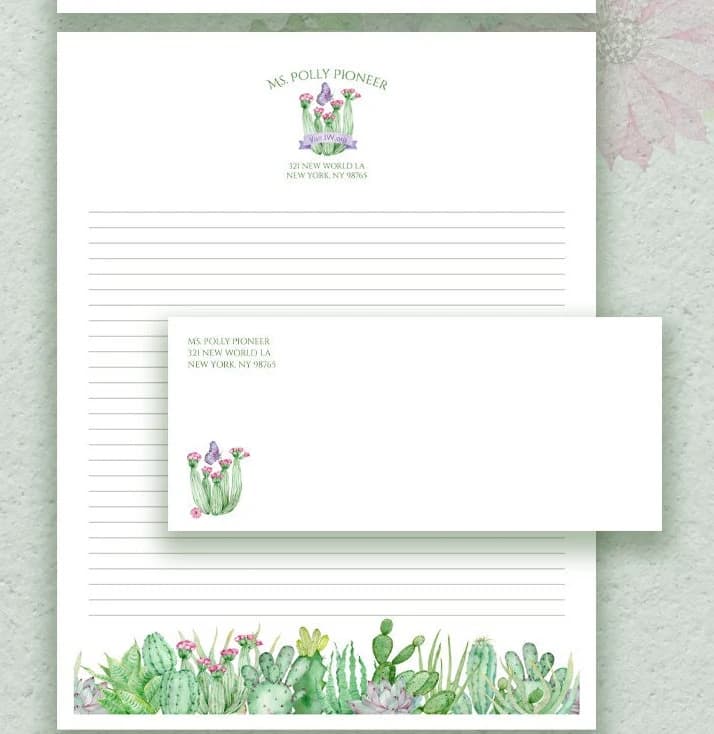 INSTANT Download JW Stationery Bundle - Cacti and Succulents Bright Spring Colors Collection - image 3