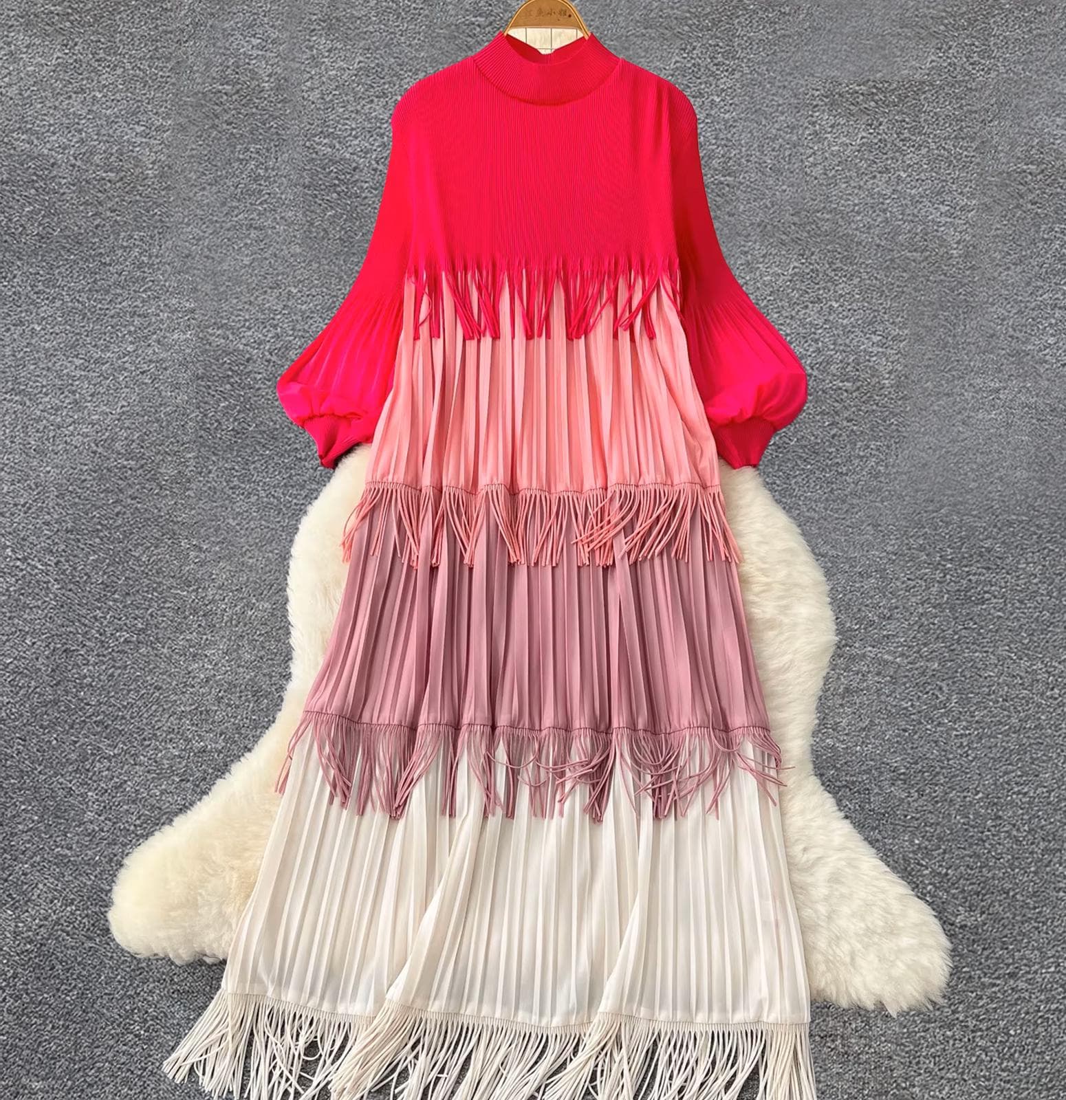 Gradient Tassel Tiered Dress - image 4