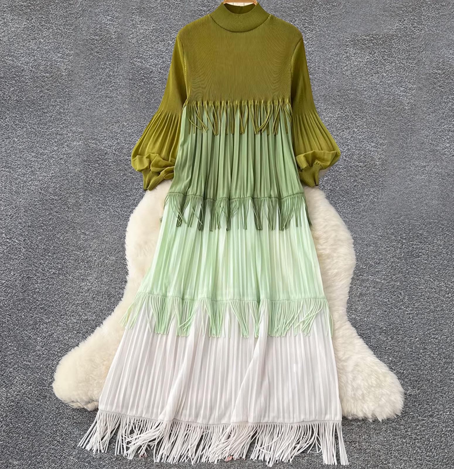 Gradient Tassel Tiered Dress - image 3