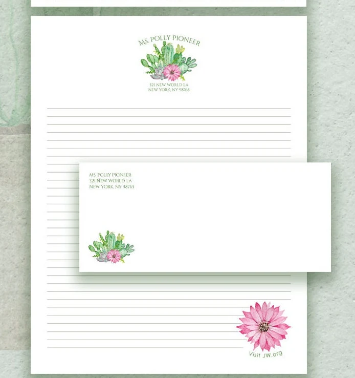 INSTANT Download JW Stationery Bundle - Cacti and Succulents Bright Spring Colors Collection - image 2