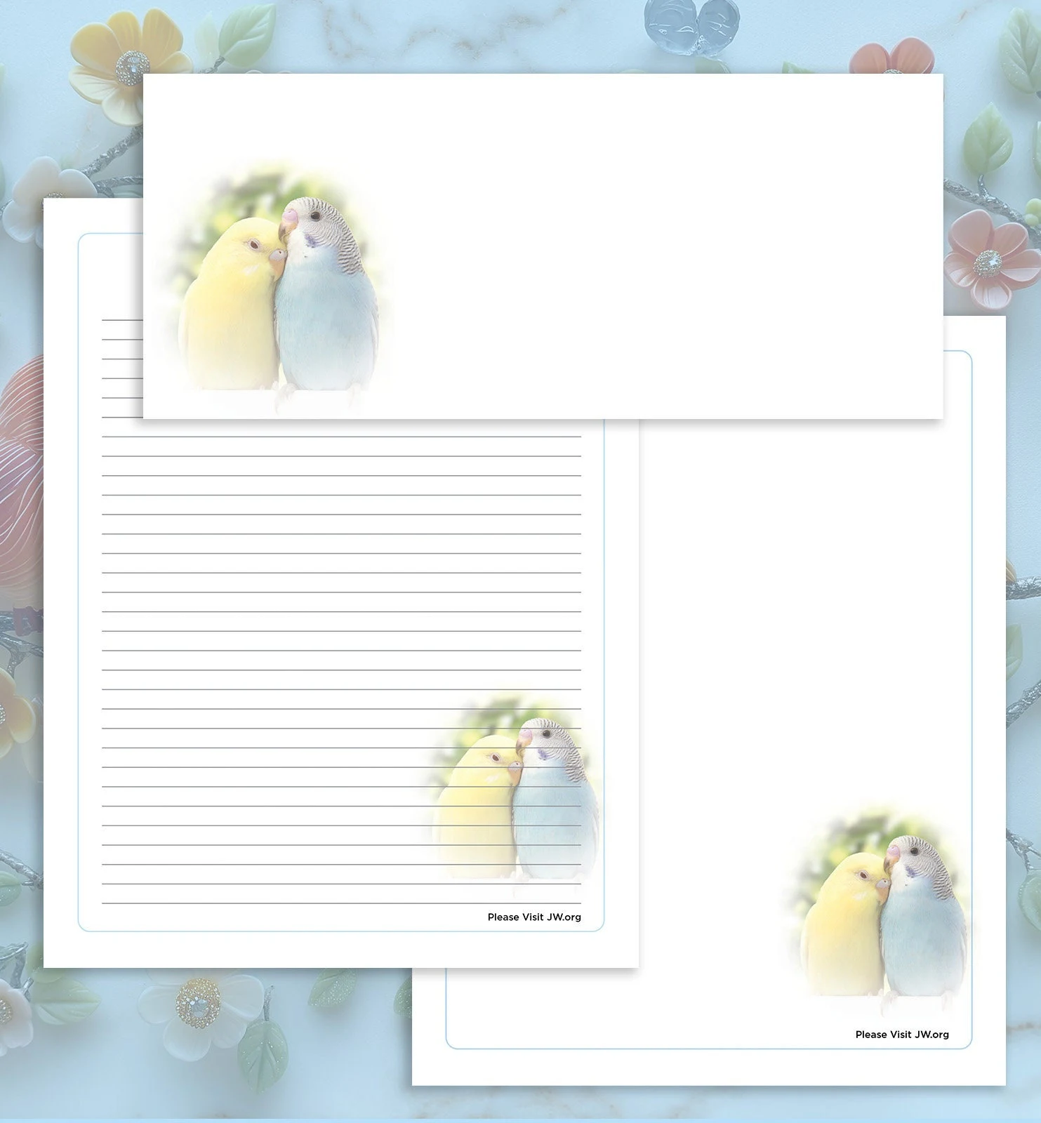 Bird Stationery Set: Lined/Unlined Paper & Envelope (Instant Download) - image 3