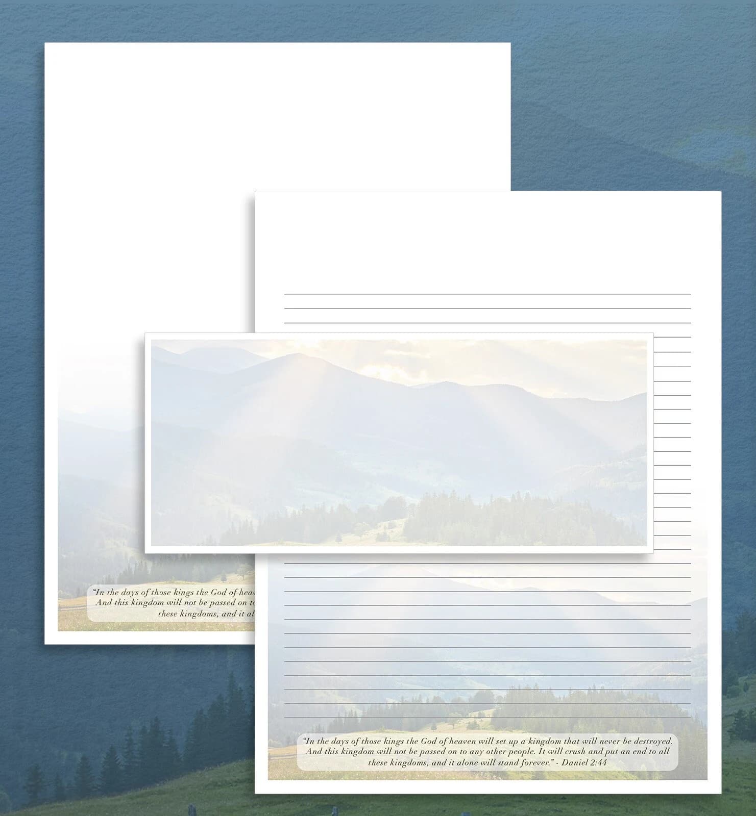 Kingdom Theme 1 Daniel 2:44 (with and without scripture - 5 pieces total) JW Downloadable Stationery - image 2