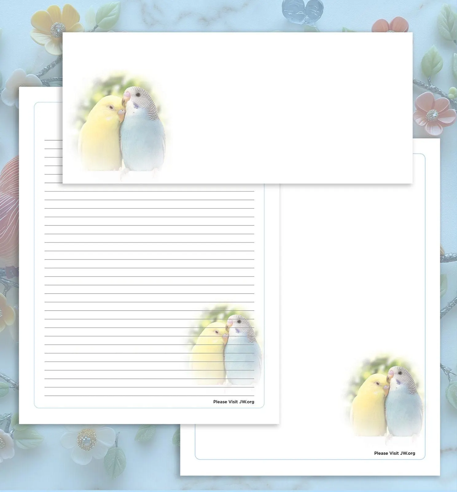 Bird Stationery Set: Lined/Unlined Paper & Envelope (Instant Download)