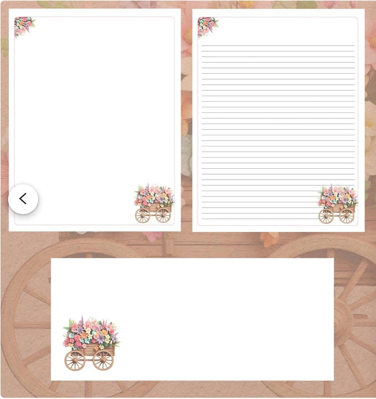 Cart of Flowers - JW Instant Download Stationery