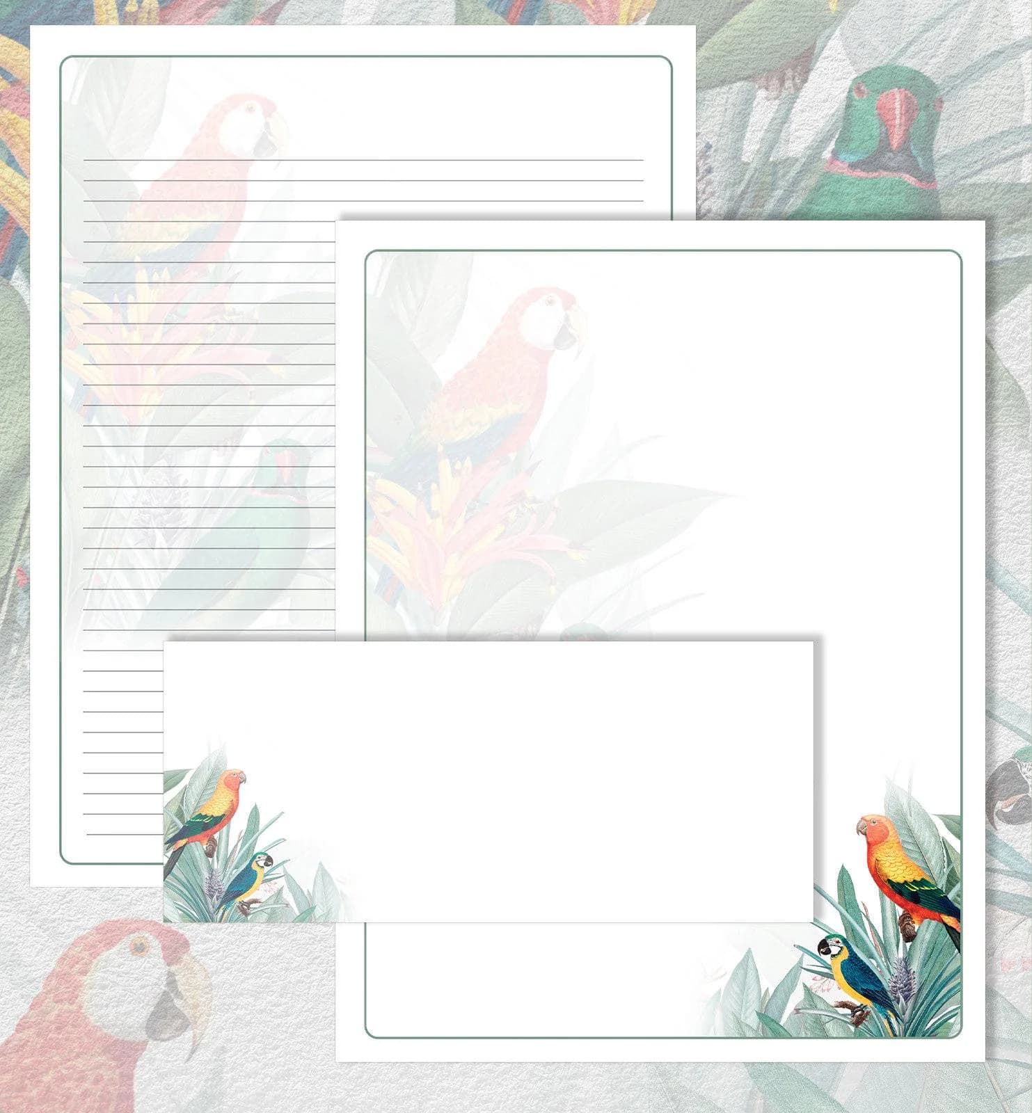 Macaw Theme - JW Downloadable Letterhead Stationery Set