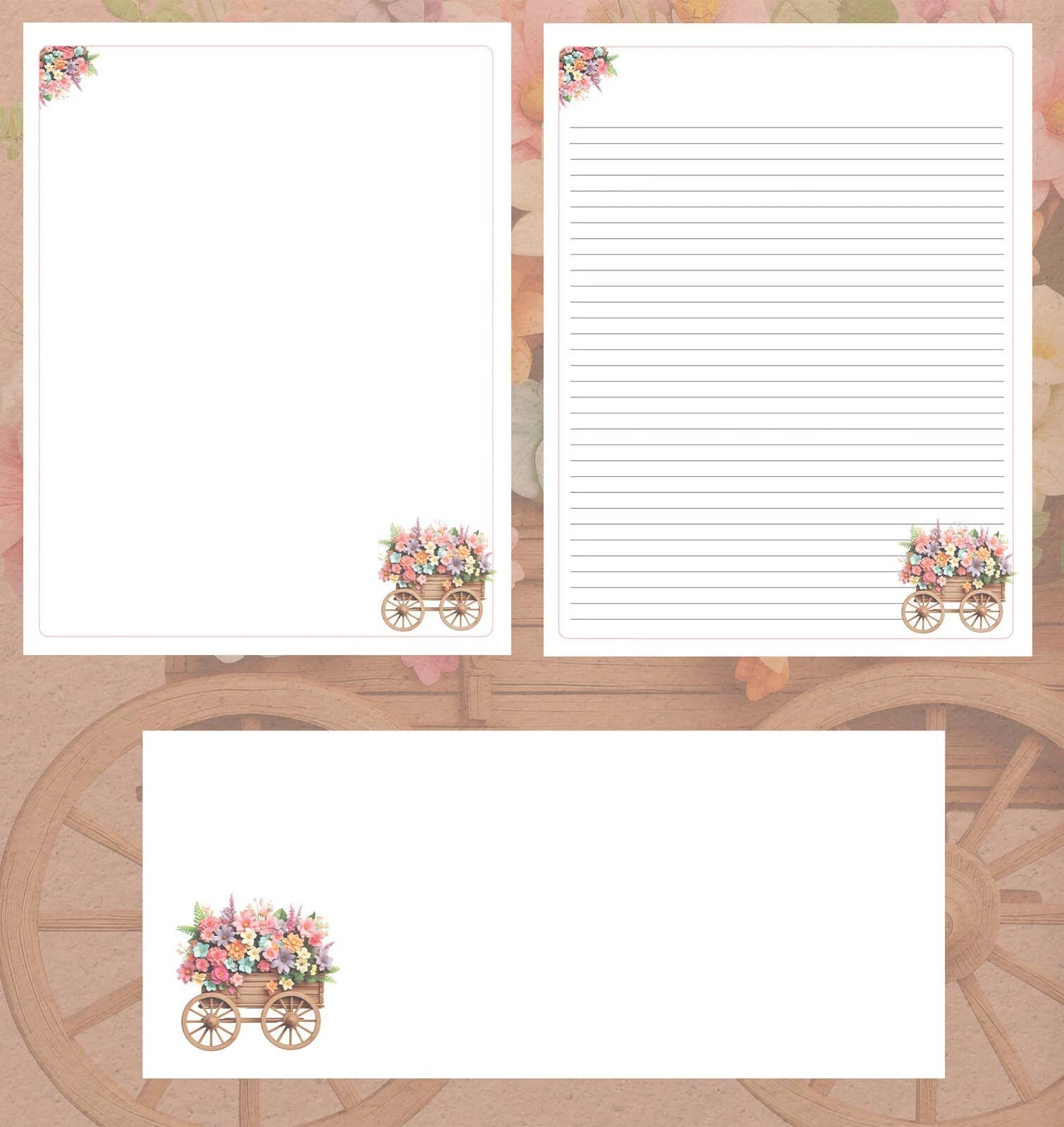 Cart of Flowers - JW Instant Download Stationery - image 2