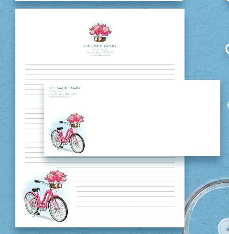 INSTANT Download - JW Vintage Bicycle Collection Letter Writing Stationery Sets with Envelopes - image 4