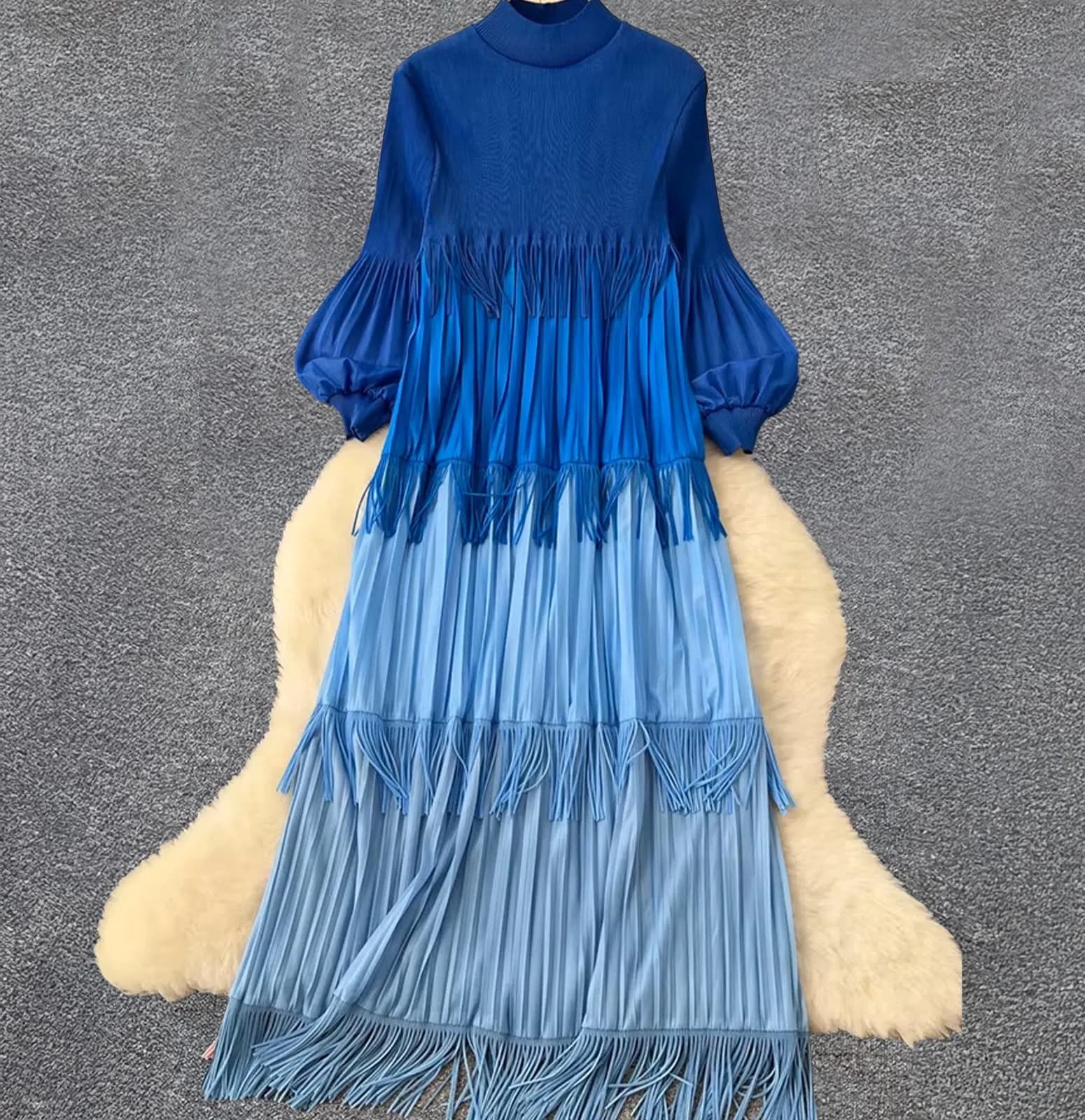 Gradient Tassel Tiered Dress - image 5