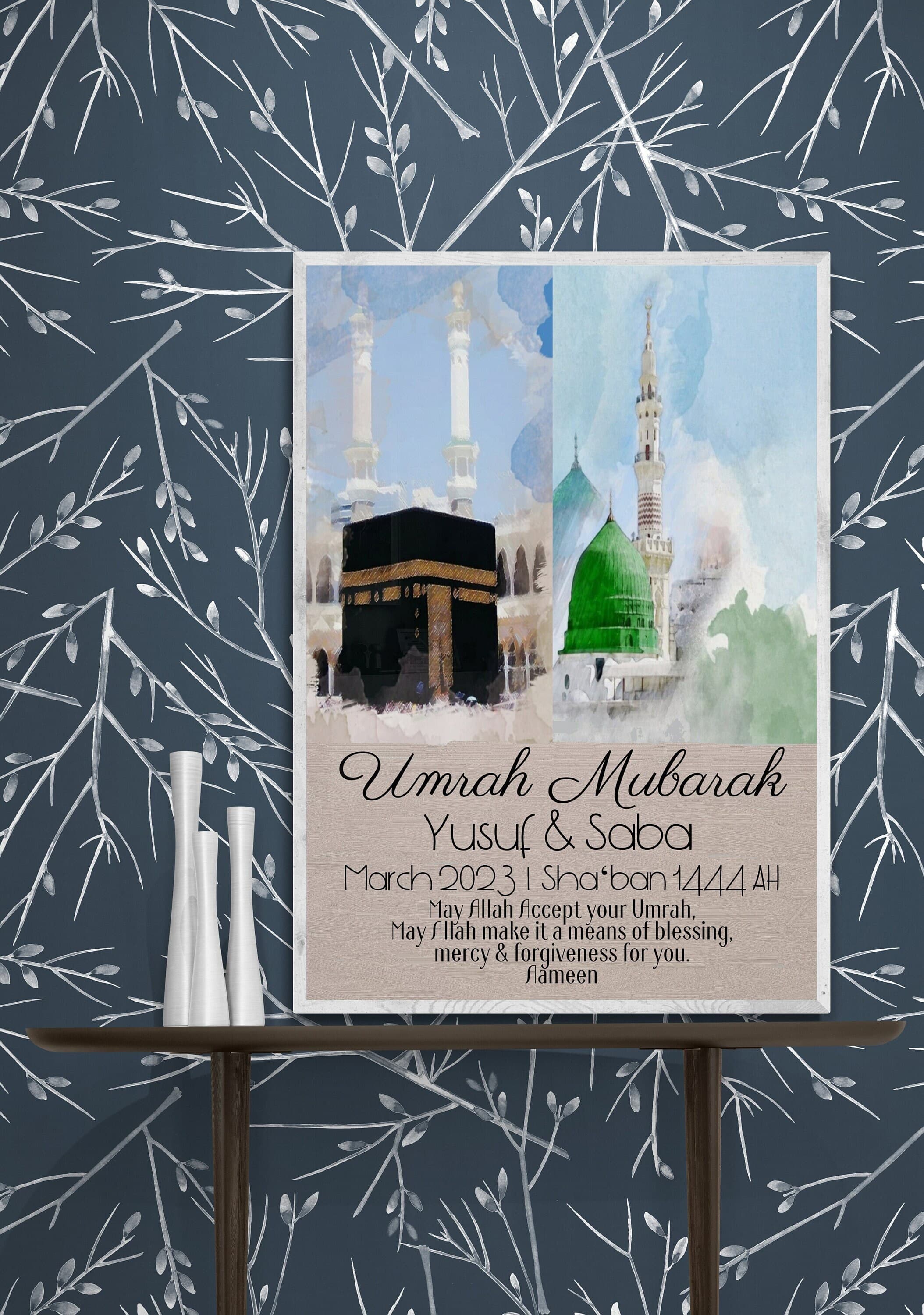 Umrah print, Umrah Gift, Personalised Umrah frame, Umrah Mubarak gift, Islamic gifts, Islamic umrah present, Muslim gifts for couples. Eid - image 3